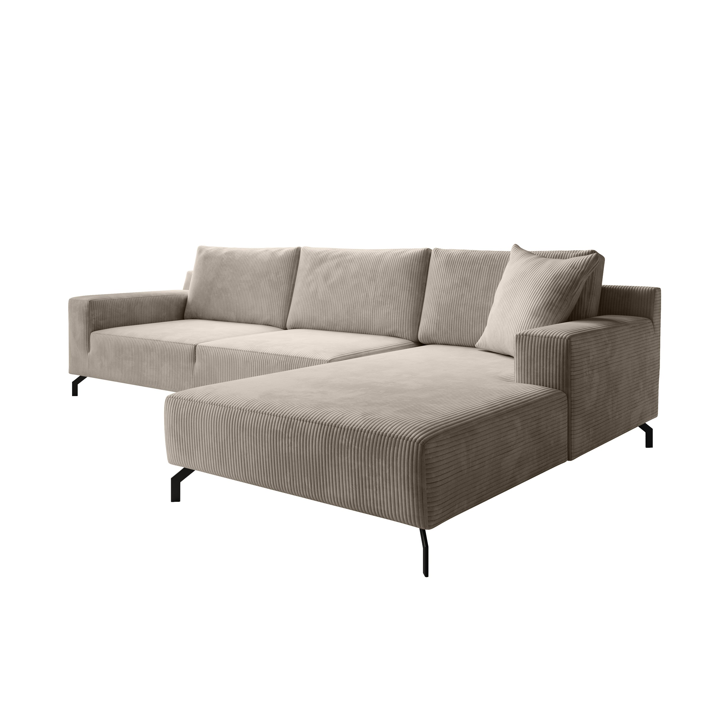 Florencio - Hoekbank 3-zits met CL - Ribstof beige - Rechts