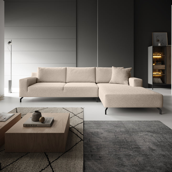 Florencio - Hoekbank 3-zits met CL - Teddystof beige - Rechts