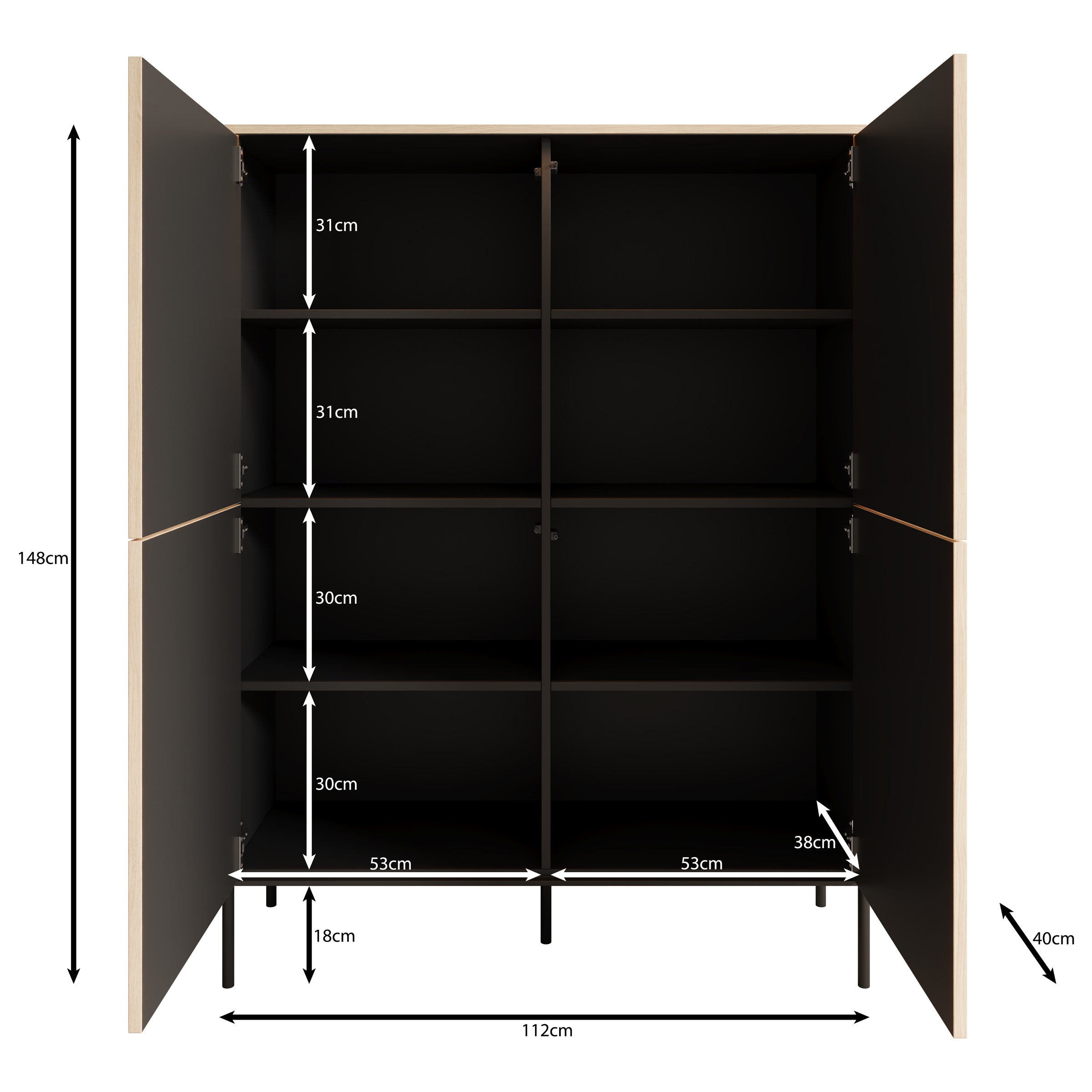 Fontello - Dressoir - Eikenpatroon - 112x40x148 cm