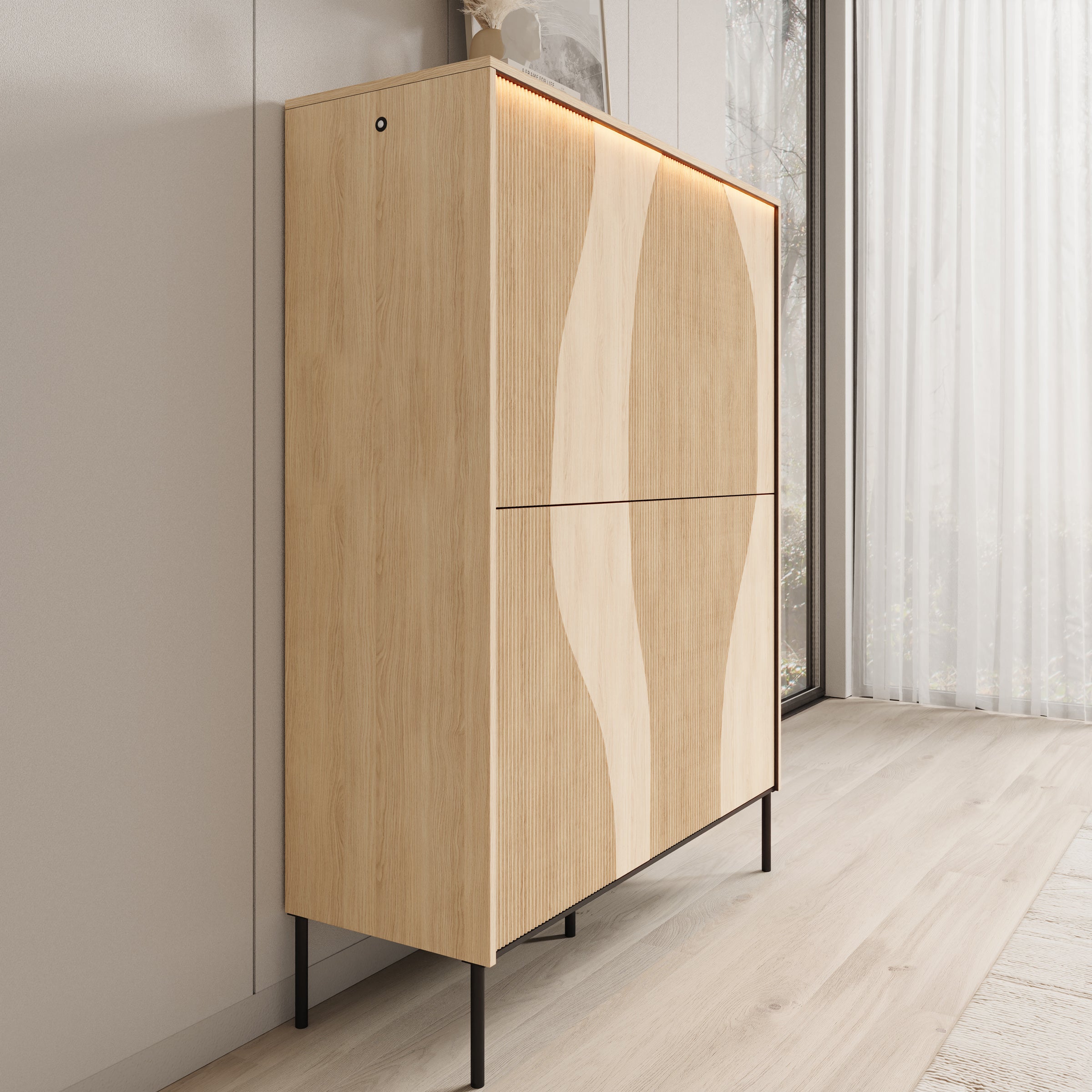 Fontello - Dressoir - Eikenpatroon - 112x40x148 cm