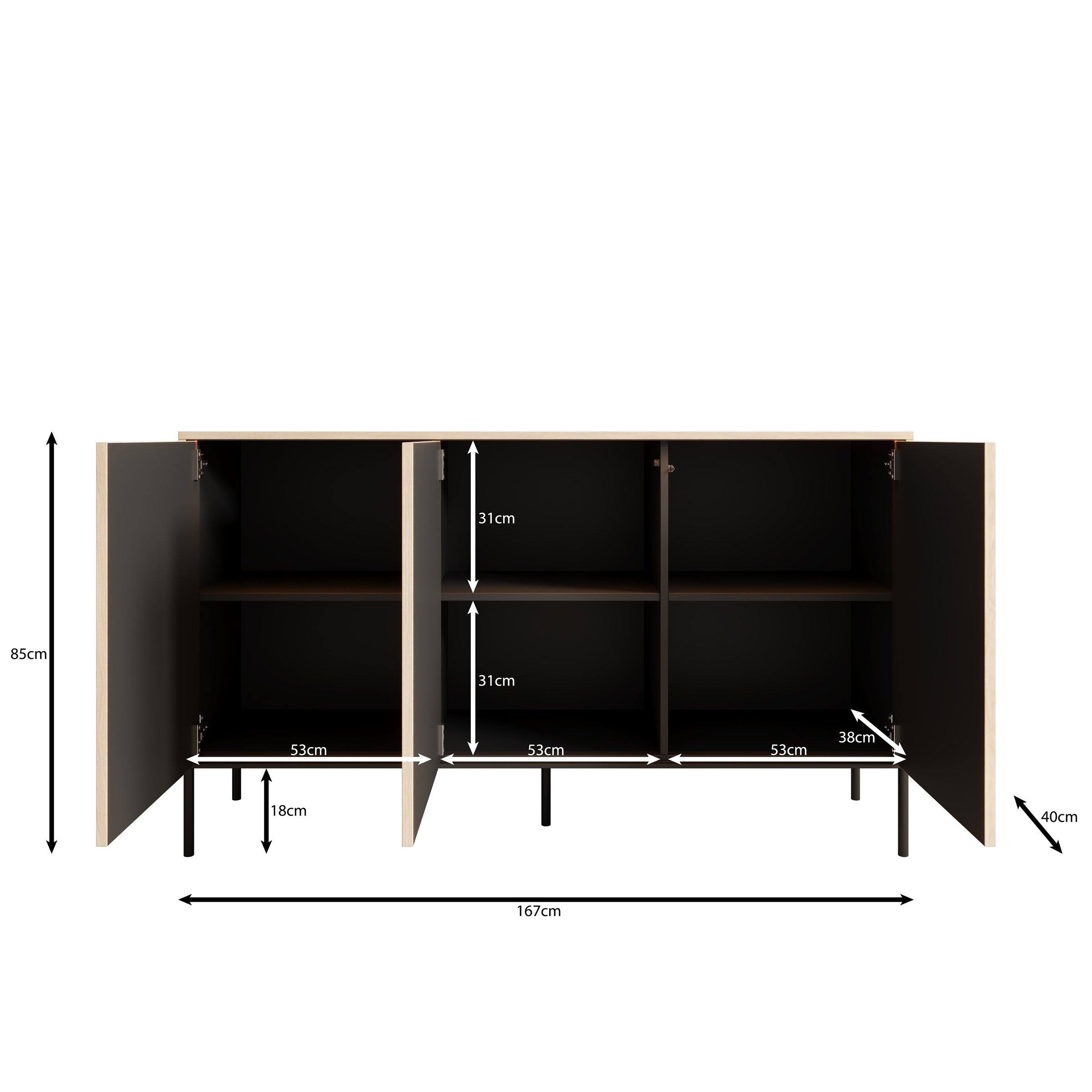 Fontello - Dressoir - Eikenpatroon - 167x40x85 cm