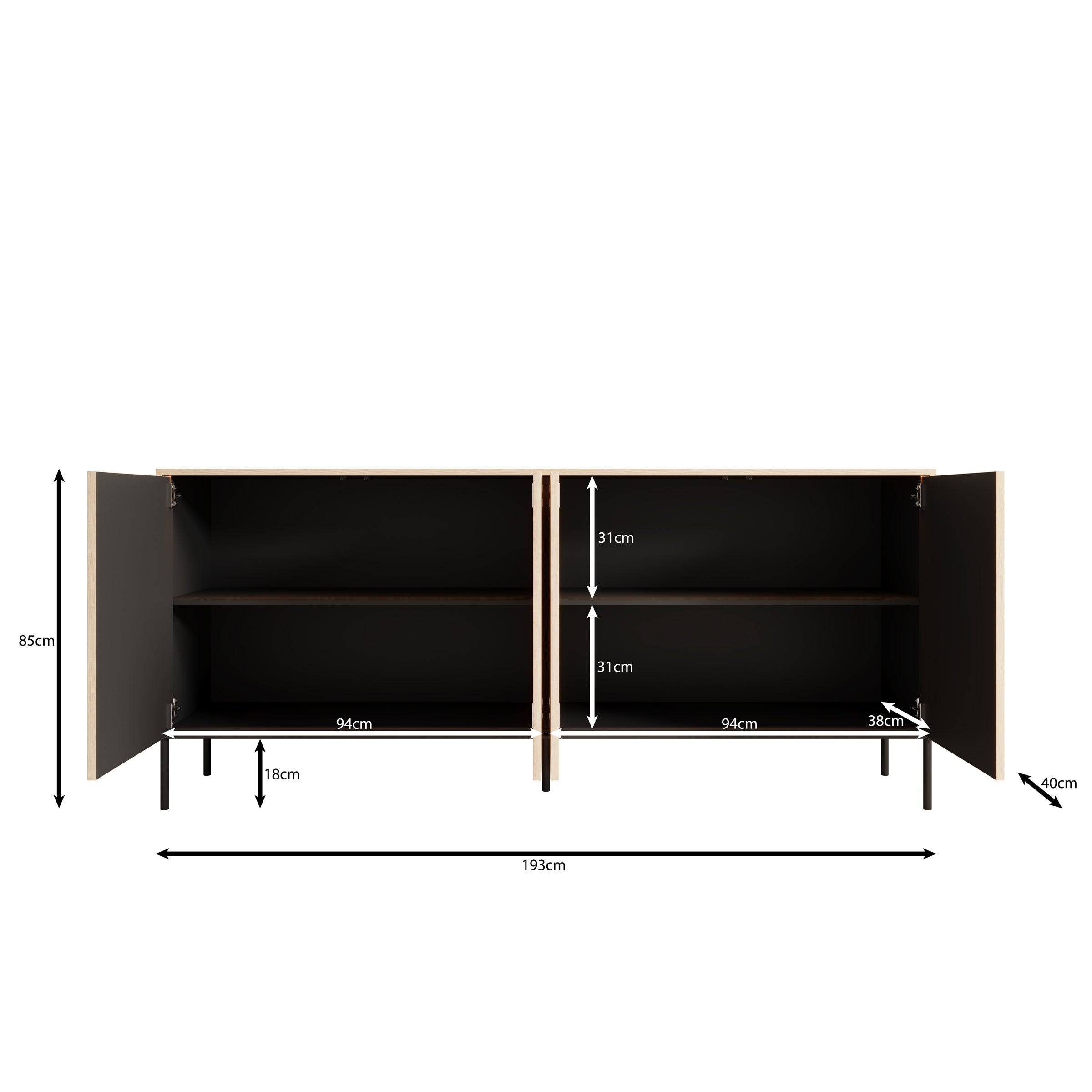 Fontello - Dressoir - Eikenpatroon - 193x40x85 cm