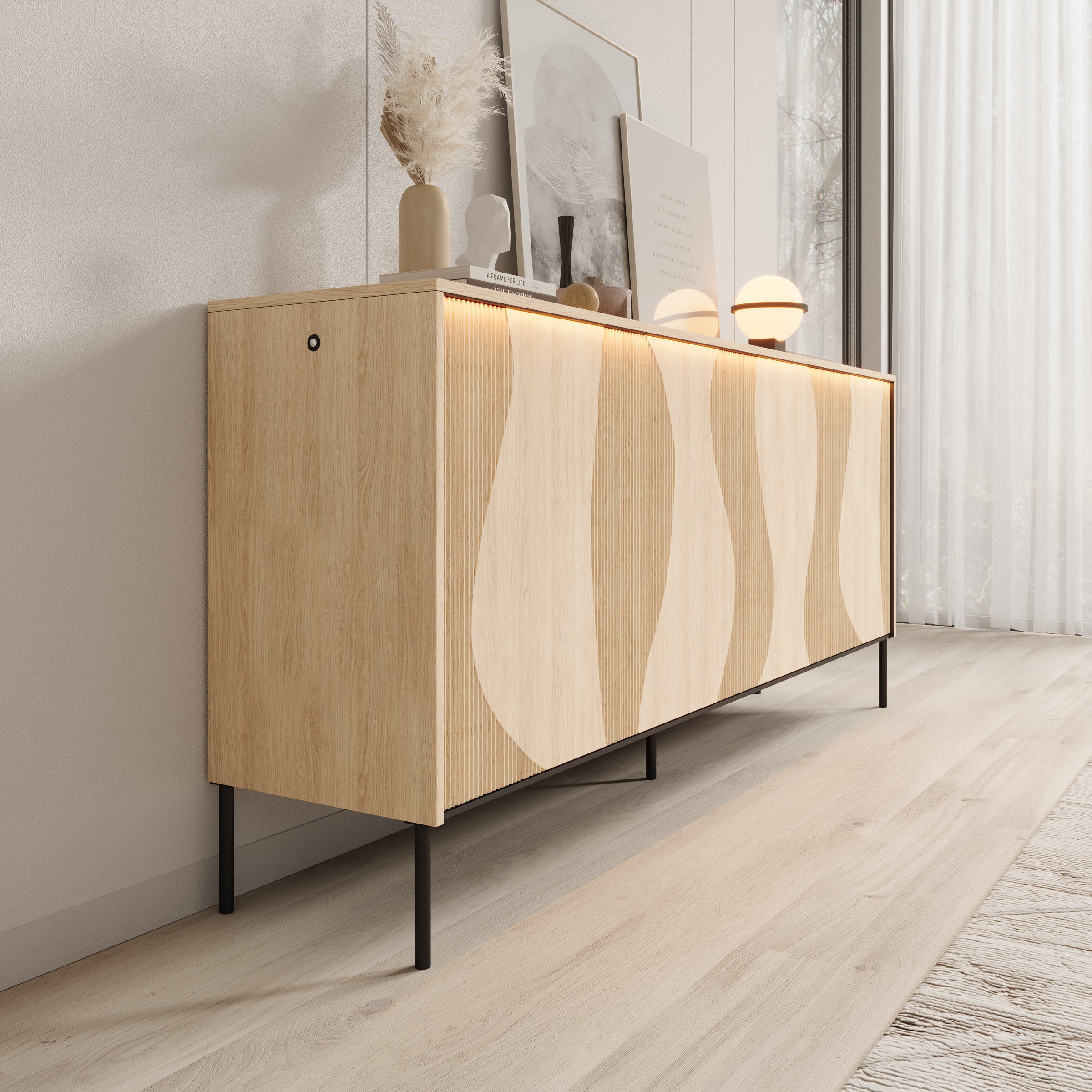 Fontello - Dressoir - Eikenpatroon - 193x40x85 cm