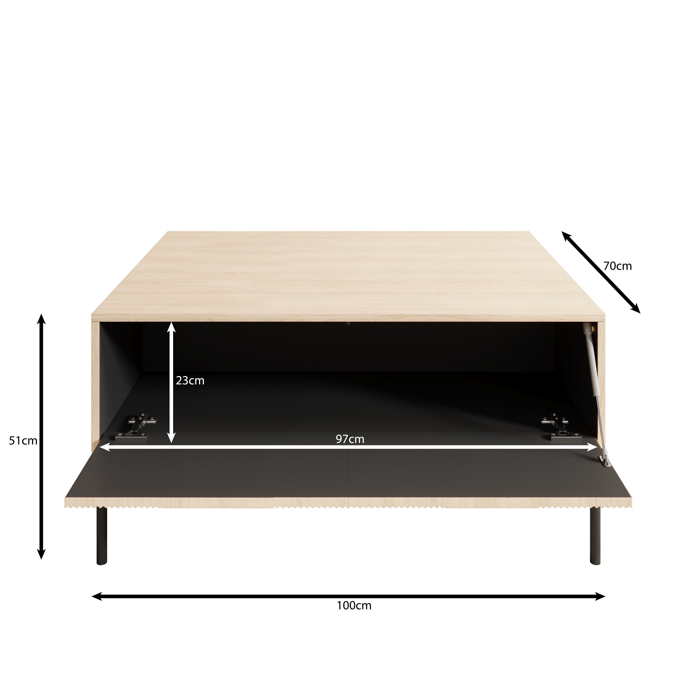 Fontello - Salontafel met opbergruimte - Eikenpatroon - 100x70x51 cm