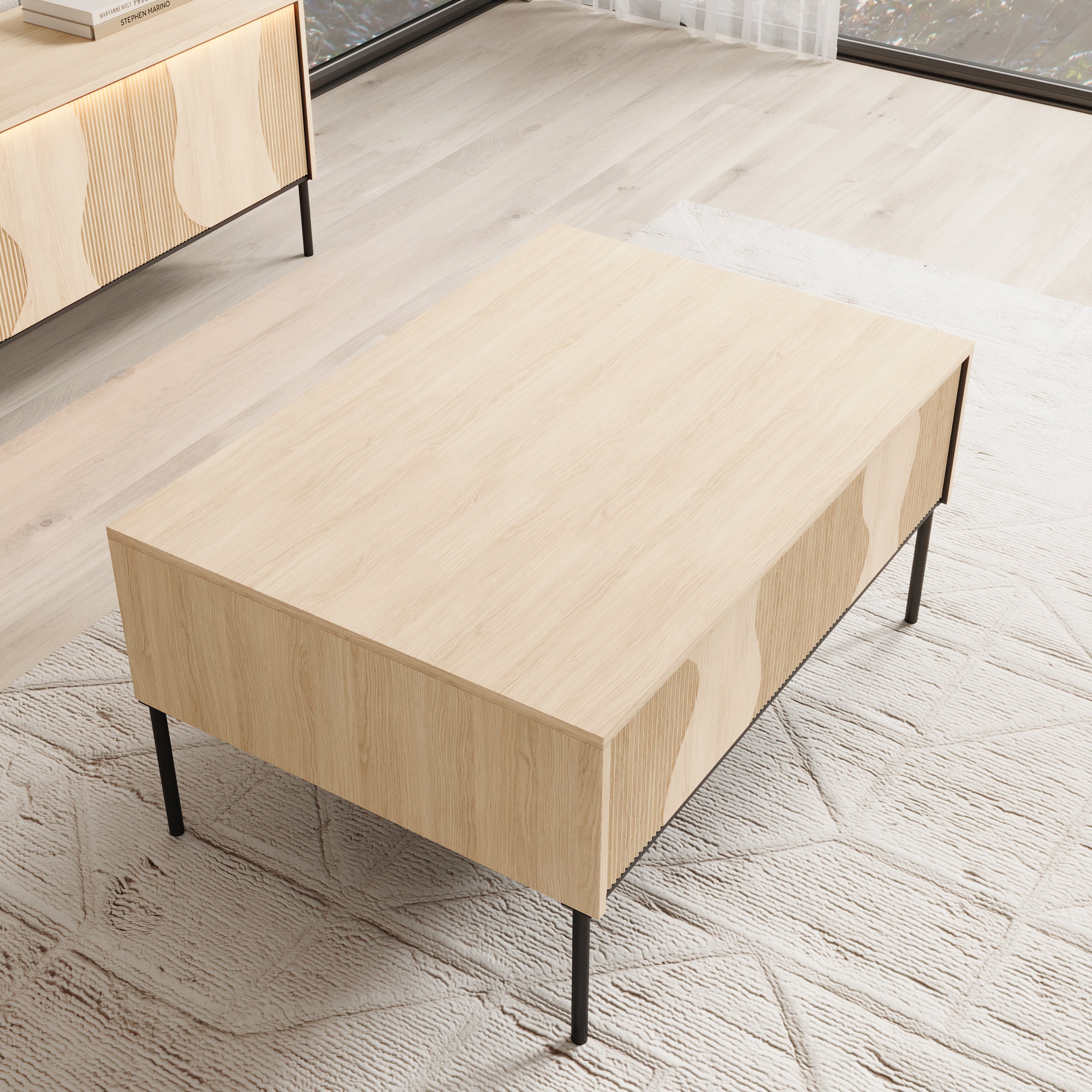 Fontello - Salontafel met opbergruimte - Eikenpatroon - 100x70x51 cm