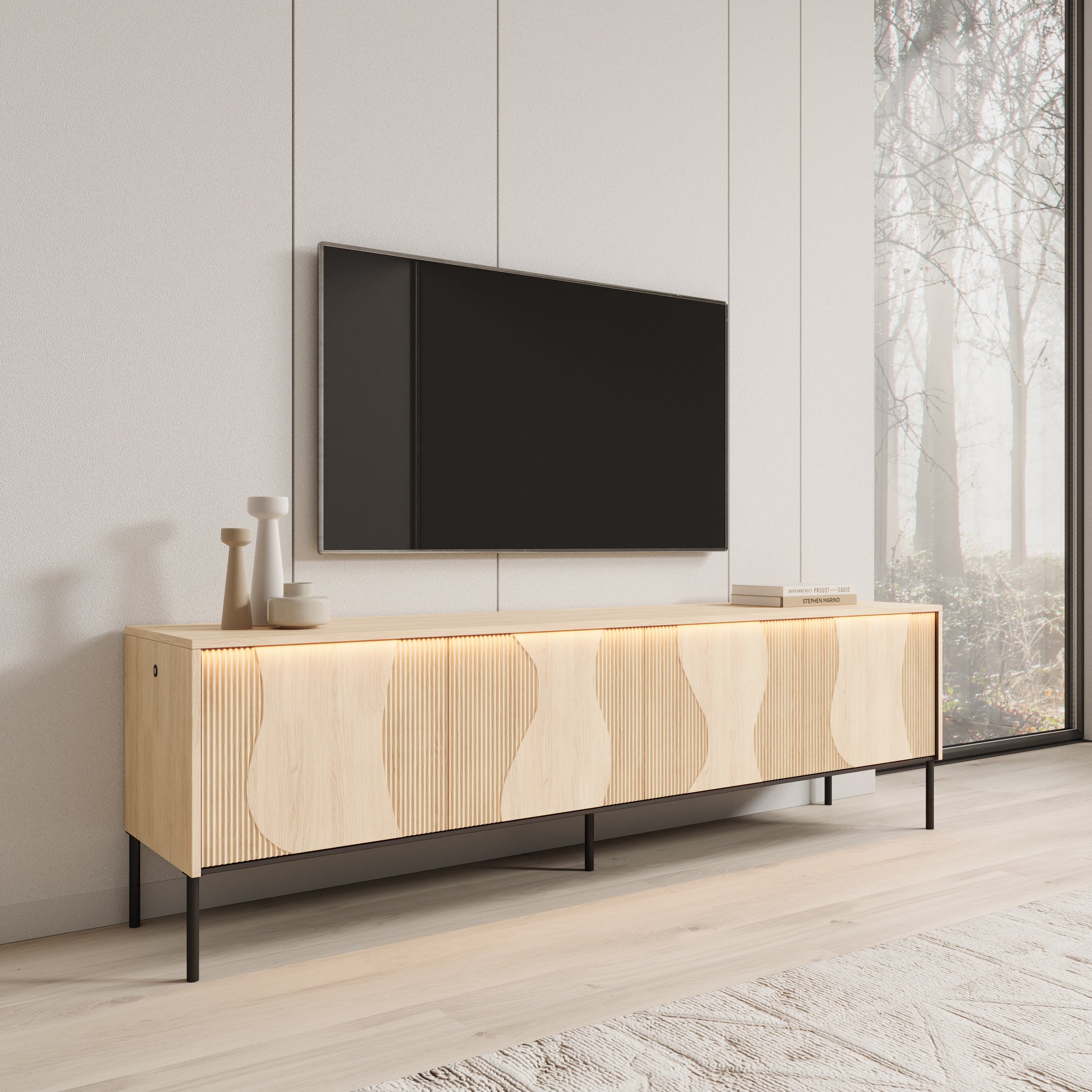 Fontello - TV-meubel met LED - Eikenpatroon - 193x40x57 cm
