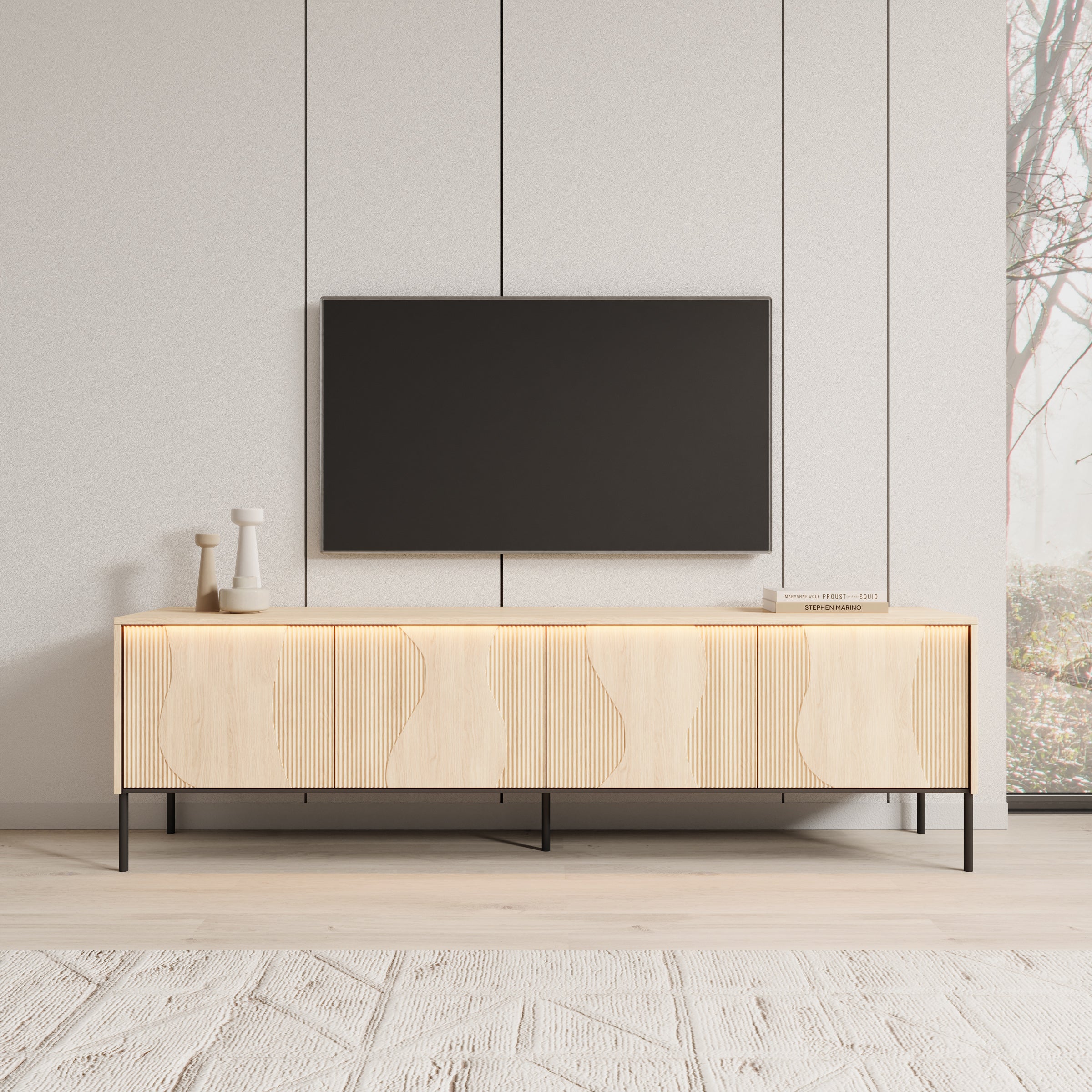 Fontello - TV-meubel met LED - Eikenpatroon - 193x40x57 cm