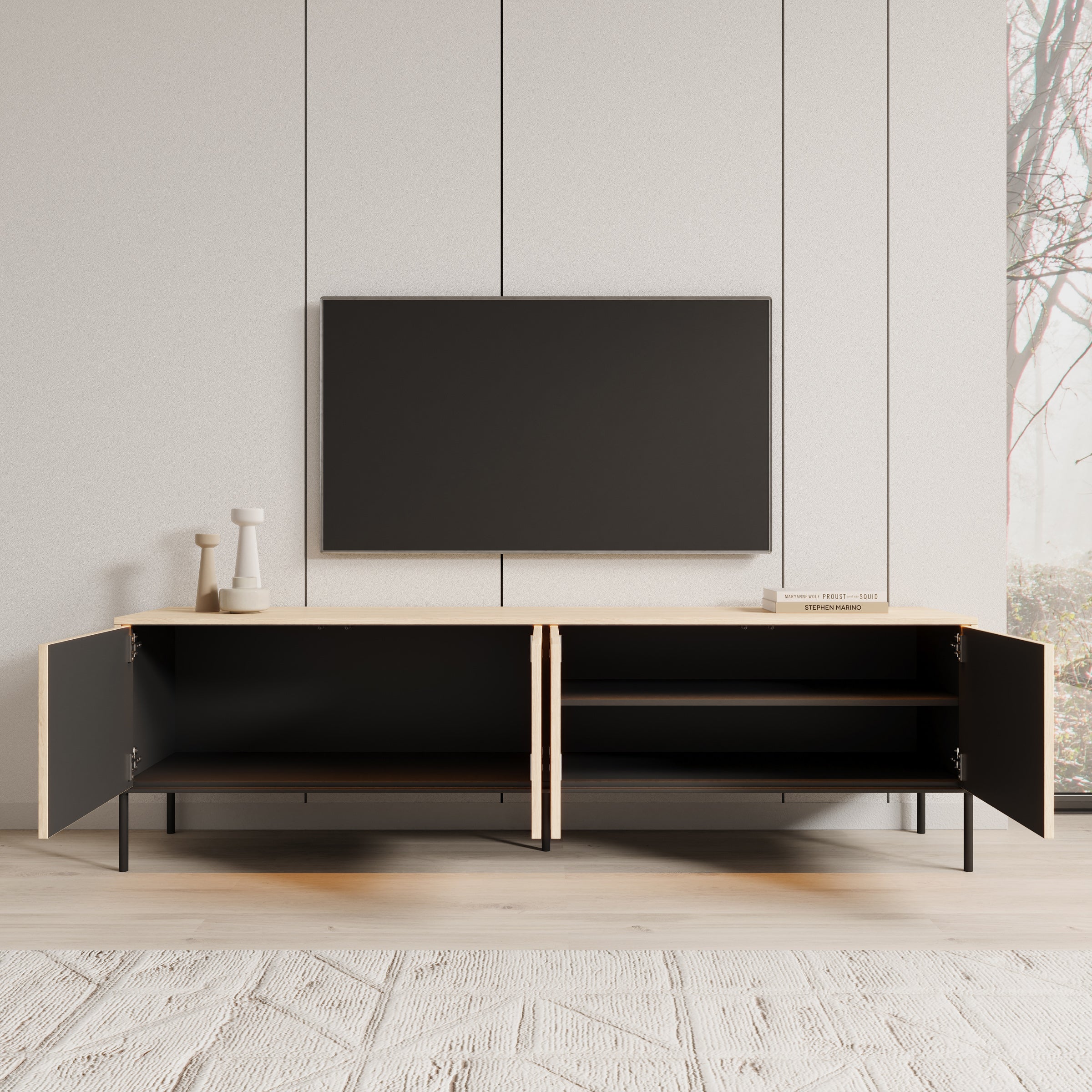 Fontello - TV-meubel met LED - Eikenpatroon - 193x40x57 cm