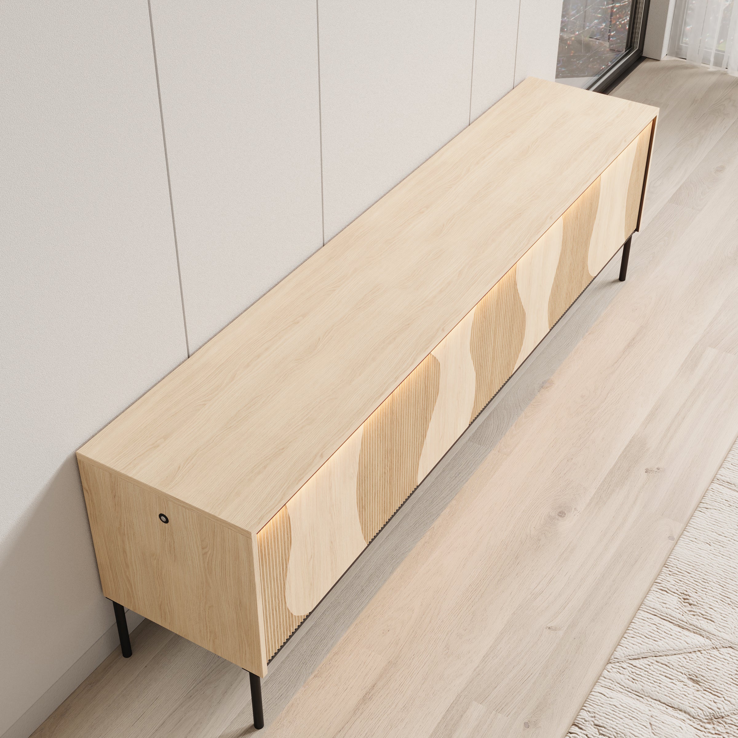Fontello - TV-meubel met LED - Eikenpatroon - 193x40x57 cm