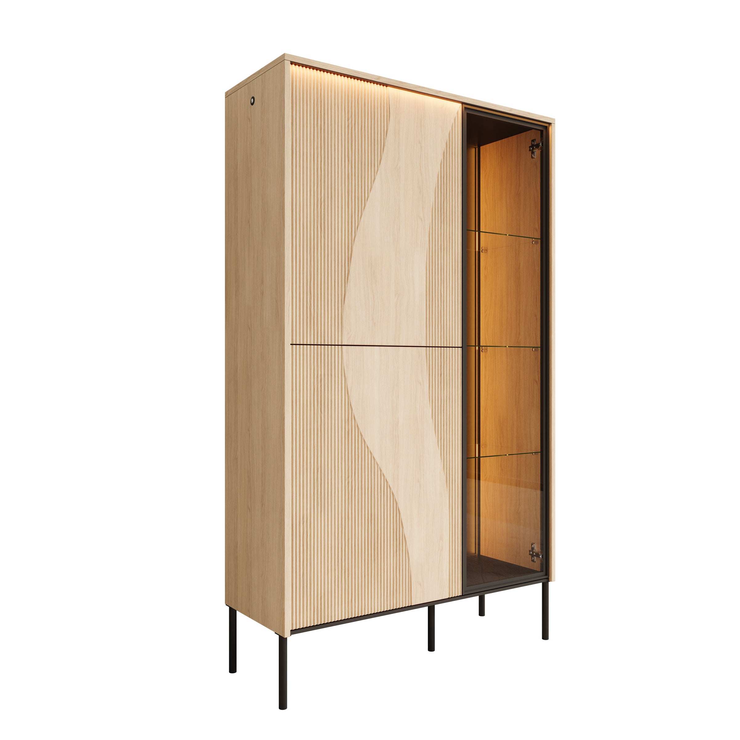 Fontello - Vitrinekast - Eikenpatroon - 92x34x157 cm