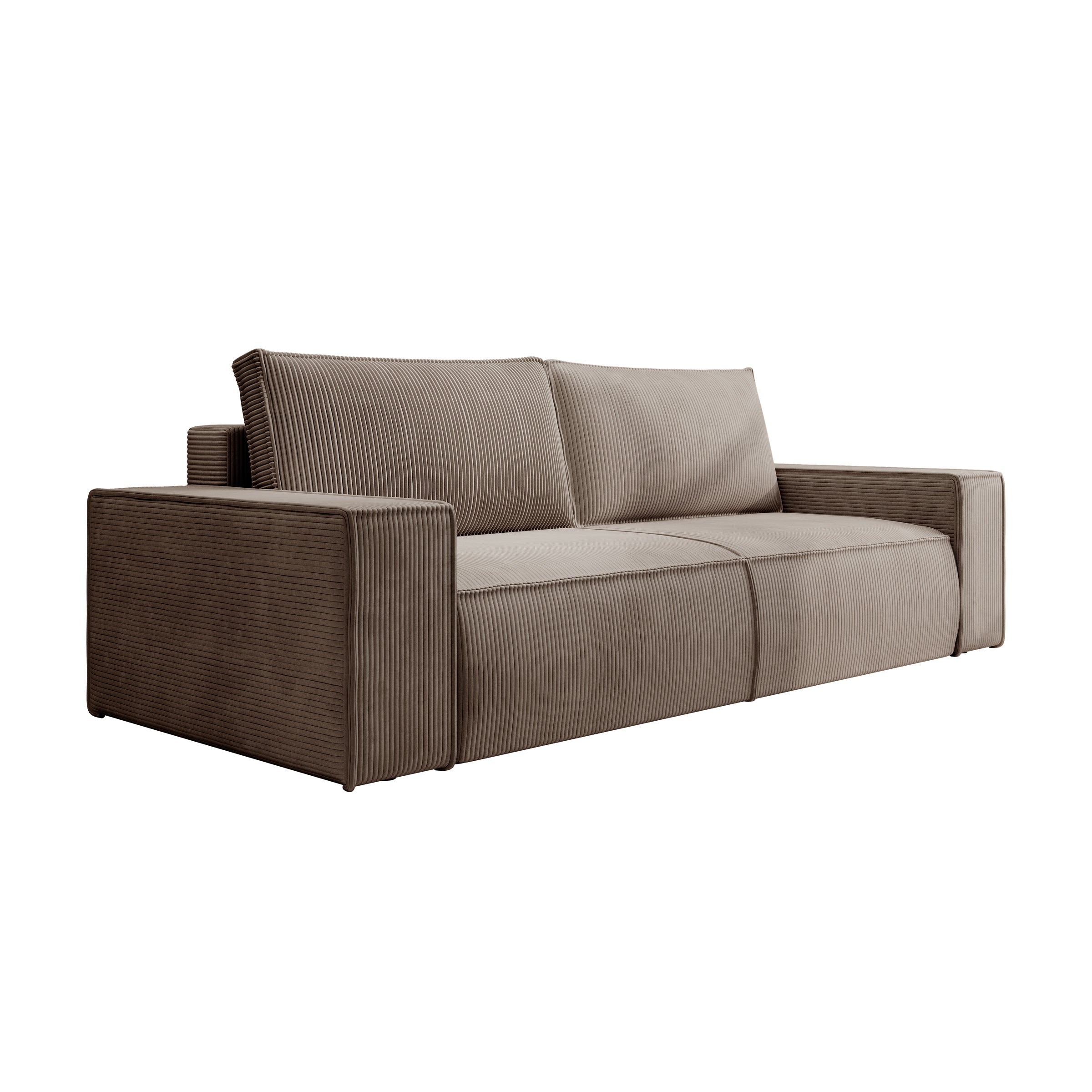 Foster - 3-zitsbank - Ribstof bruin - 257x102x85 cm