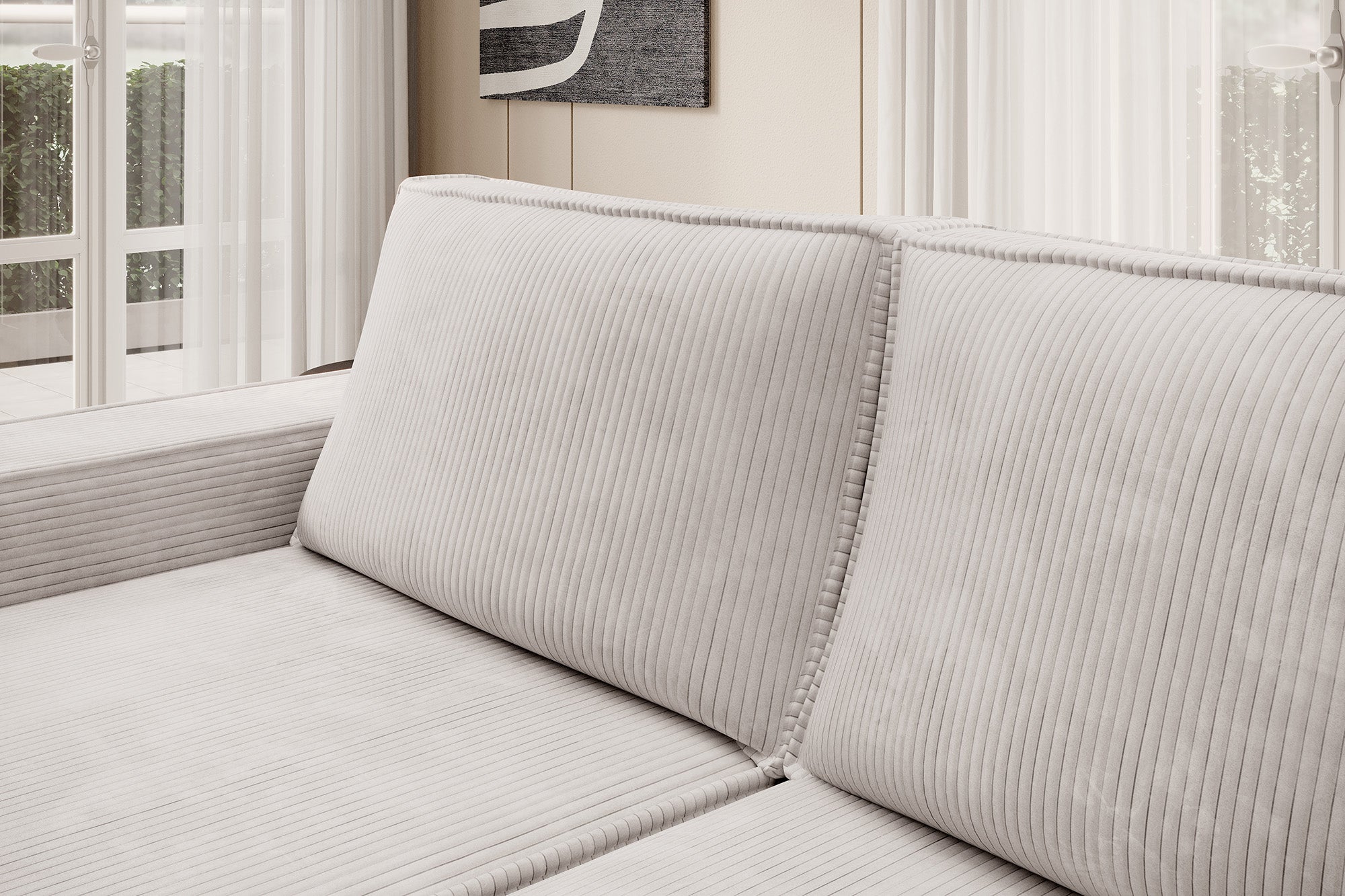 Foster - Hoekbank - Beige Ribstof - Links