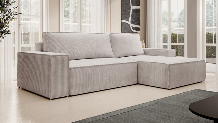 Foster - Hoekbank - Beige Ribstof - Rechts