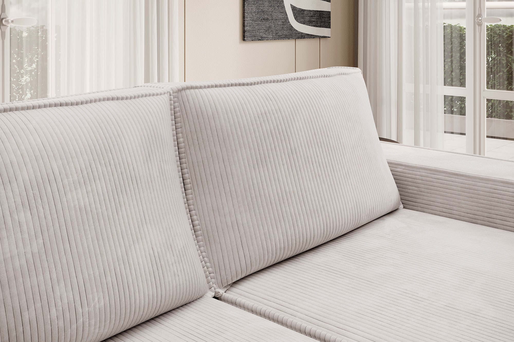 Foster - Hoekbank - Beige Ribstof - Rechts