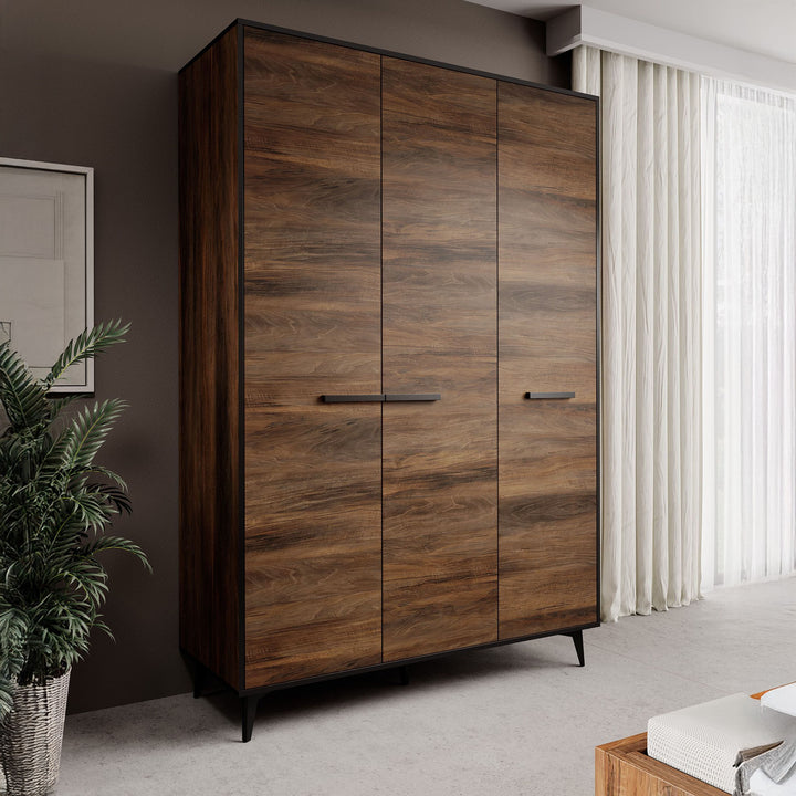 Frey - Kledingkast 3-deurs - Donker eiken - 135x50x200 cm