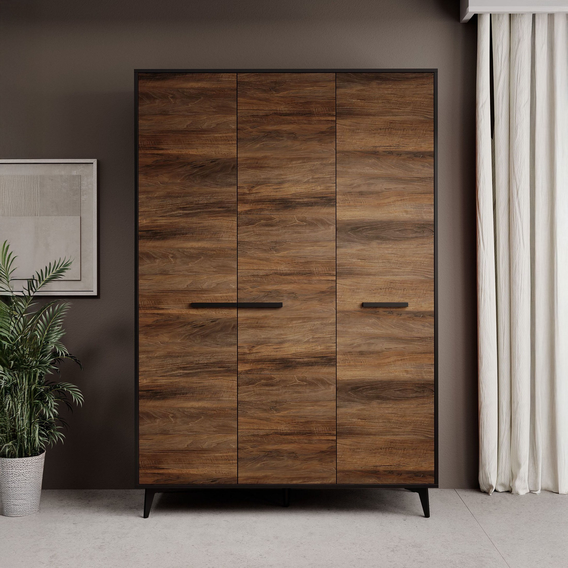 Frey - Kledingkast 3-deurs - Donker eiken - 135x50x200 cm