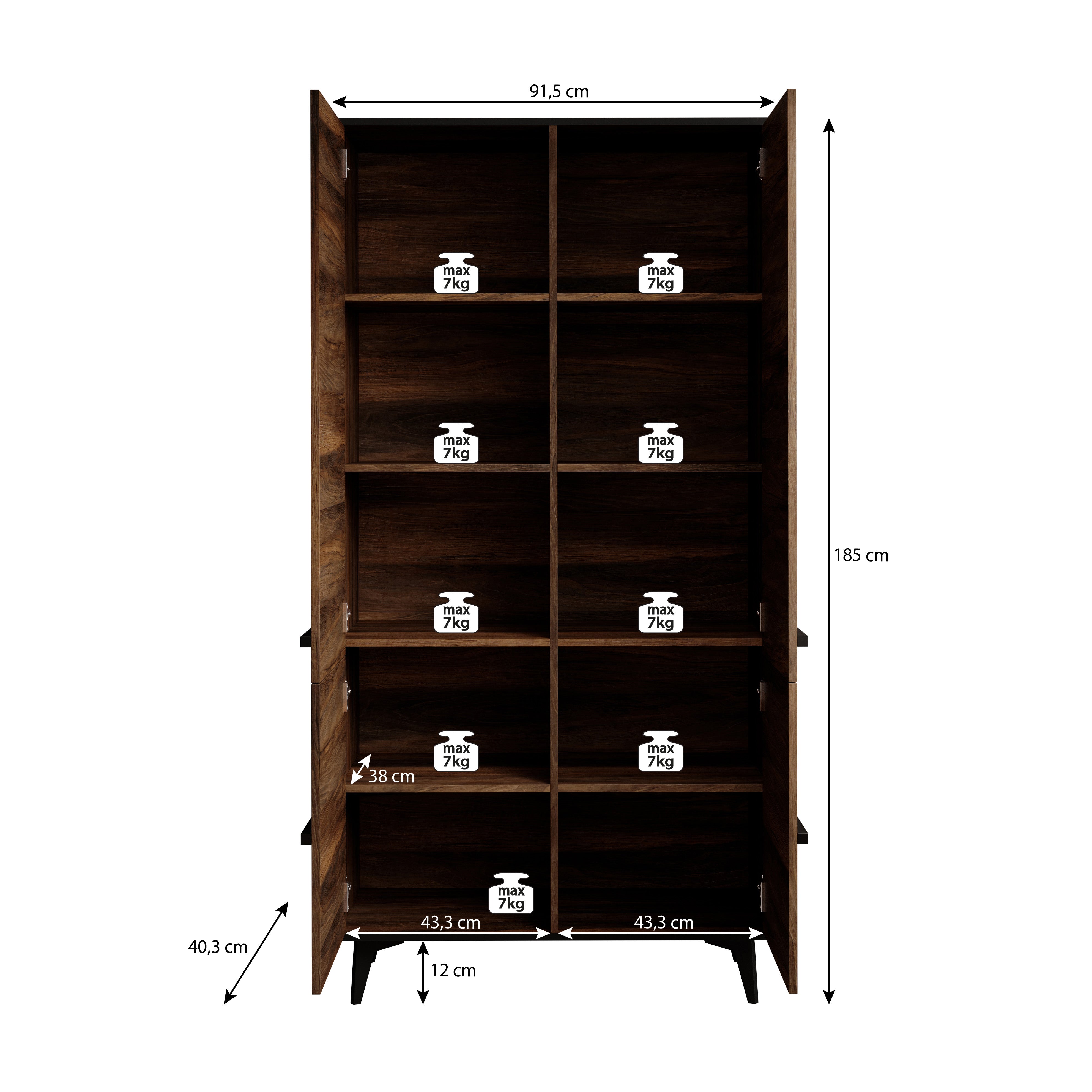 Frey - Kledingkast 4-deurs - Donker eiken - 92x40x185 cm