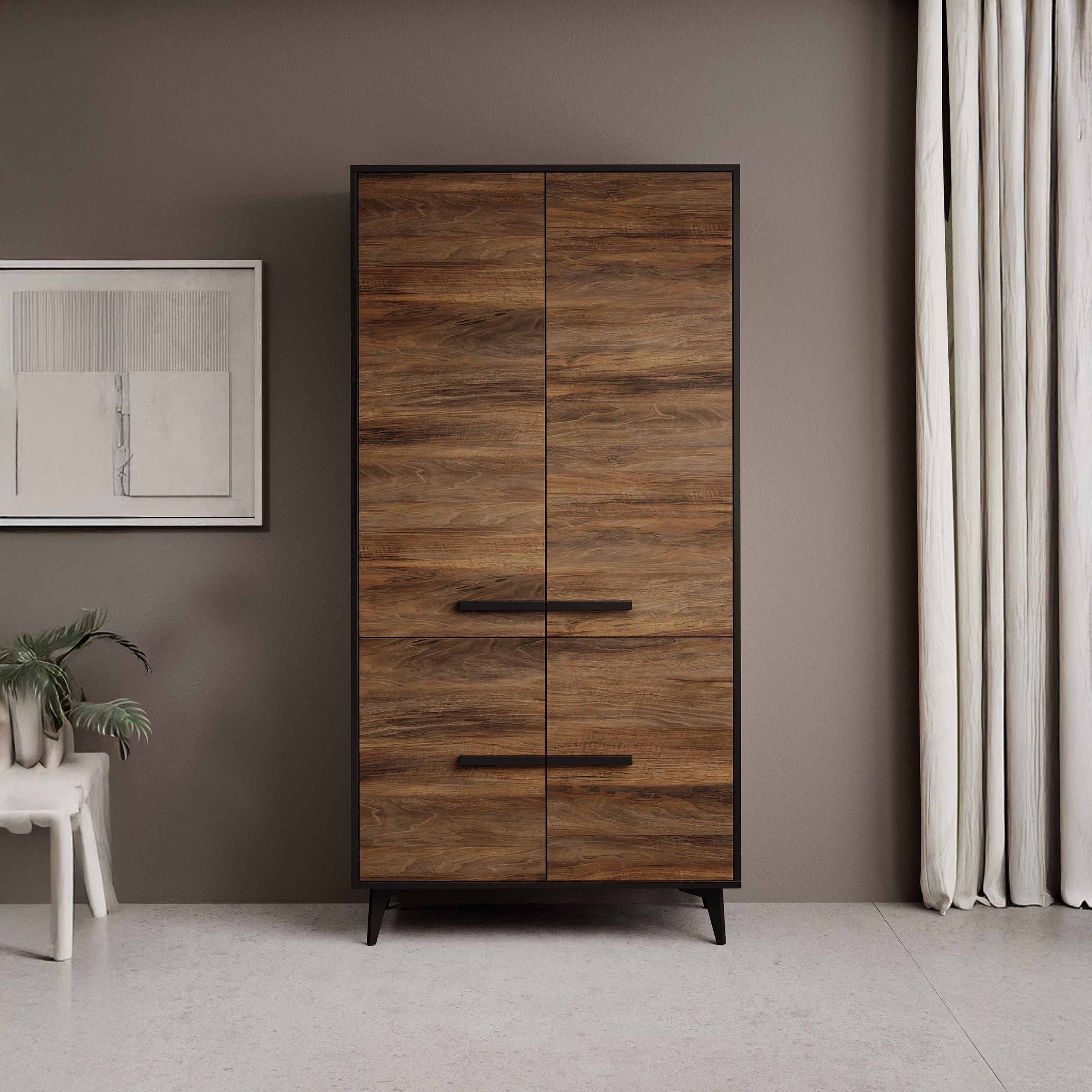 Frey - Kledingkast 4-deurs - Donker eiken - 92x40x185 cm