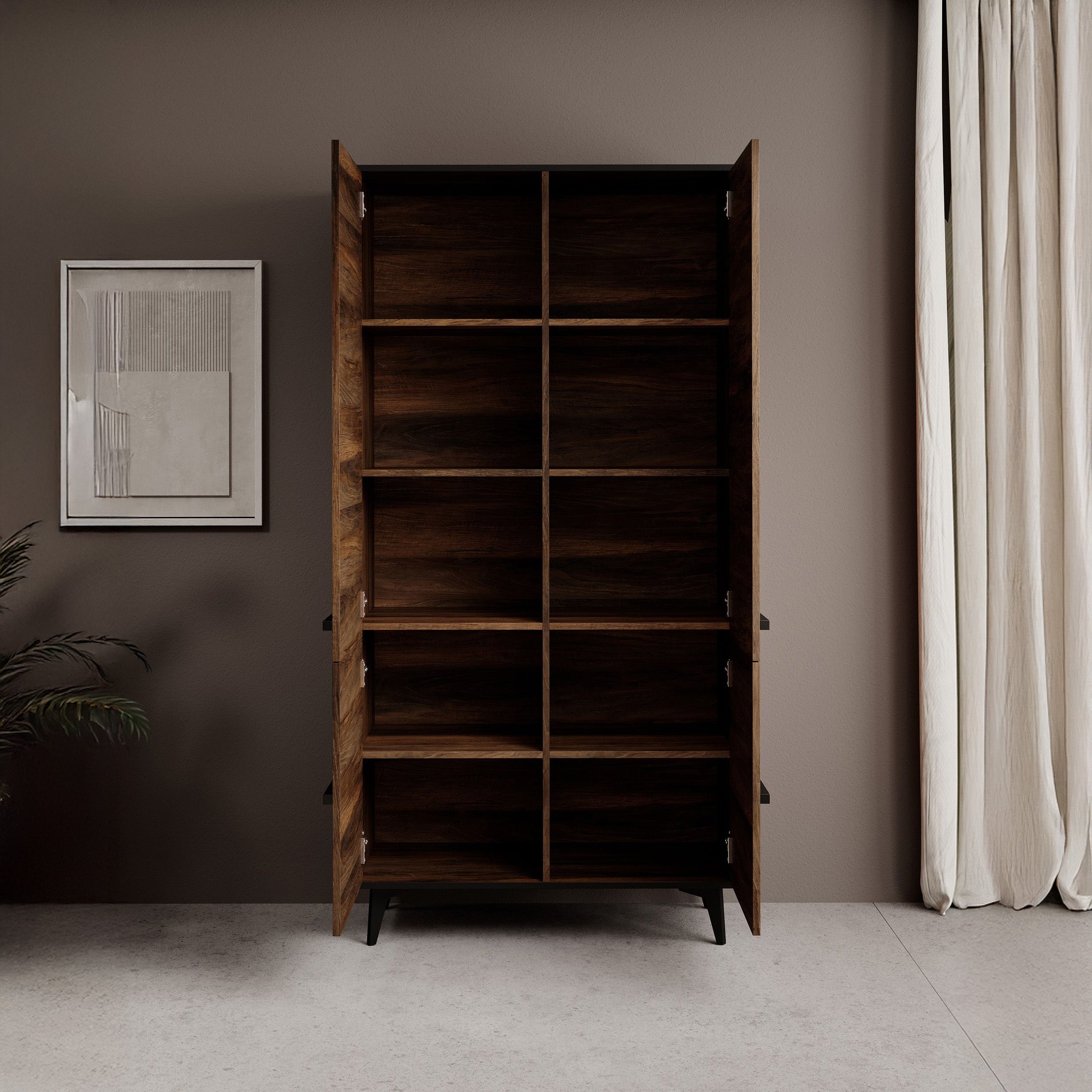 Frey - Kledingkast 4-deurs - Donker eiken - 92x40x185 cm