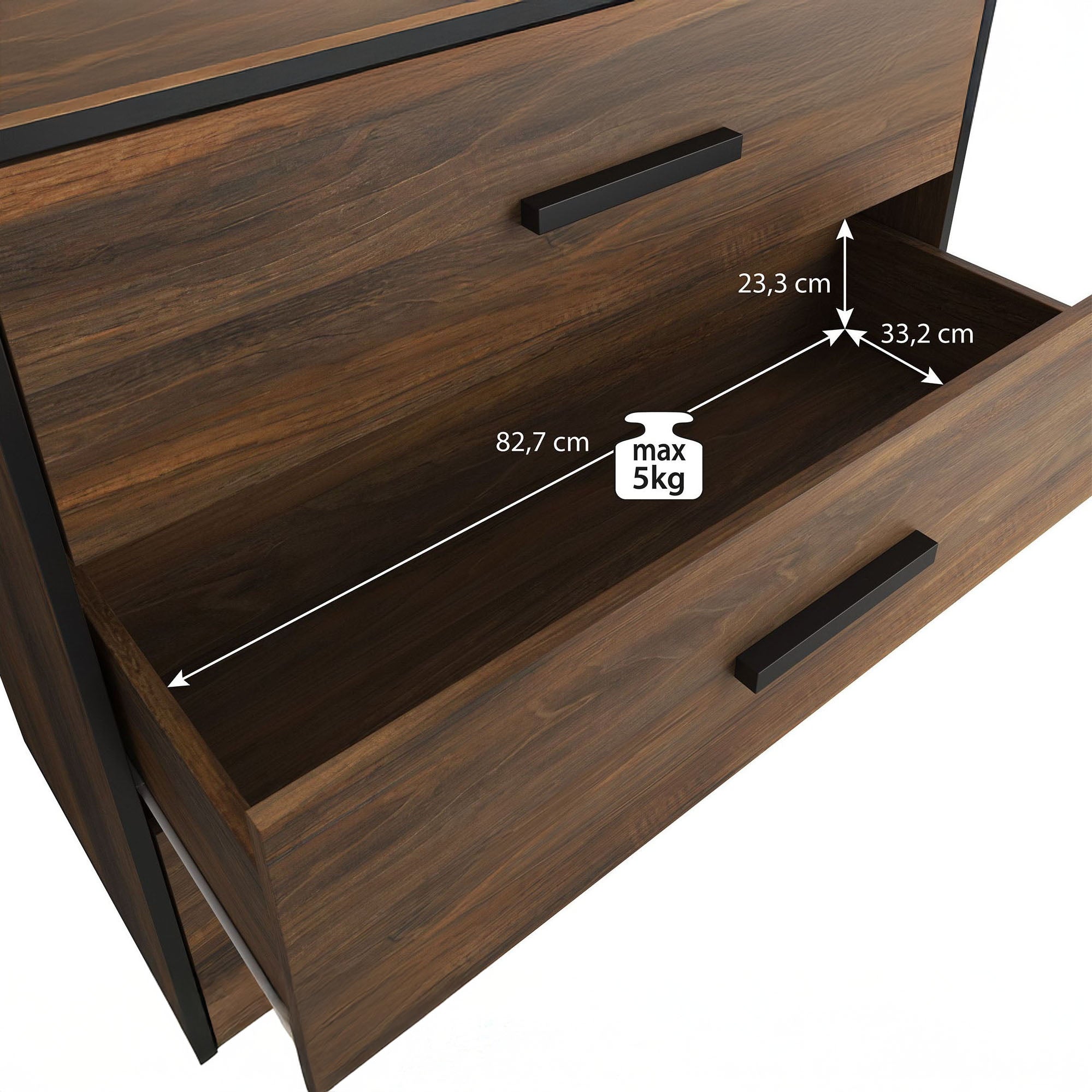 Frey - Ladekast - Donker eiken/zwart - 91x40x95 cm