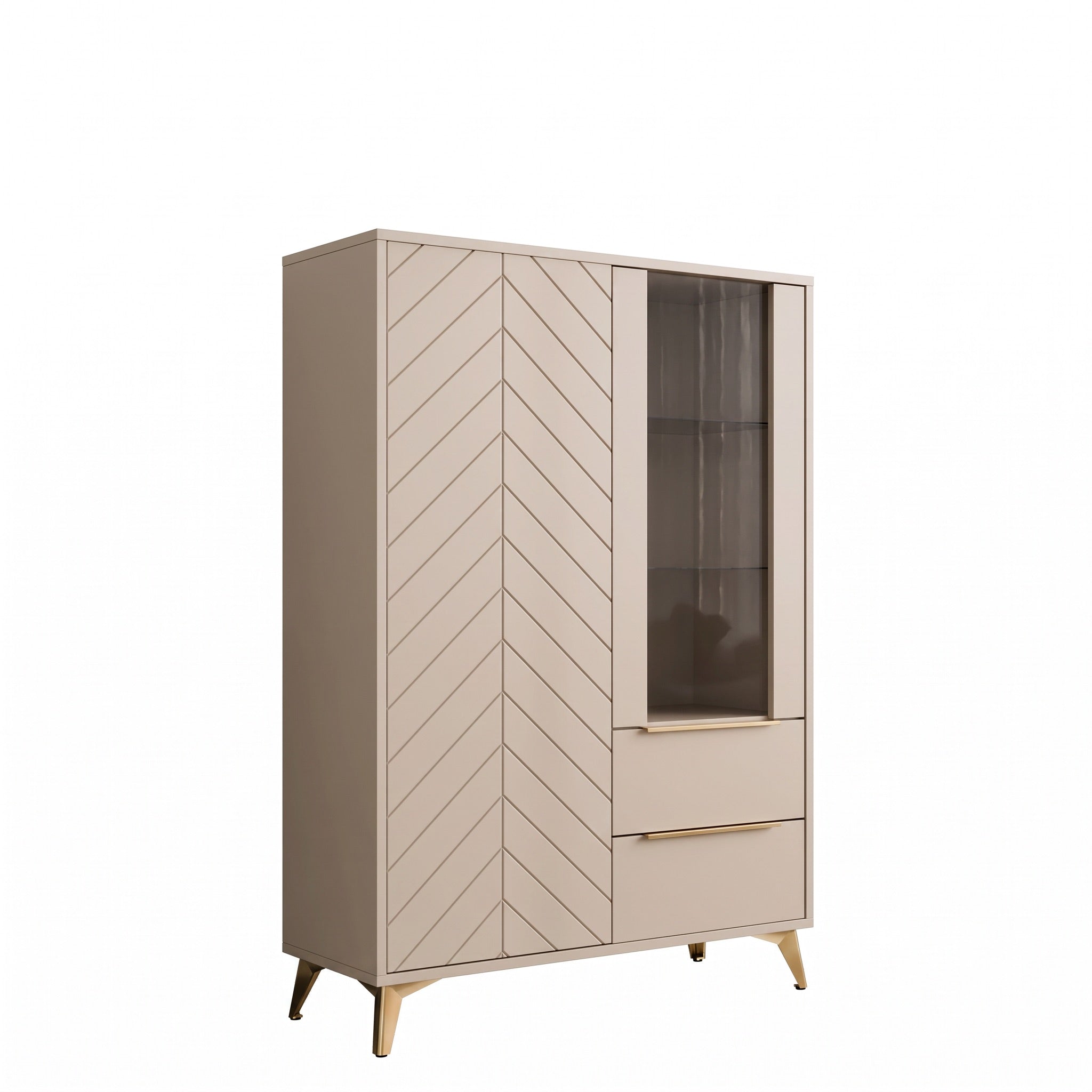 Xiano - Vitrinekast - Beige - 104x40x150 cm