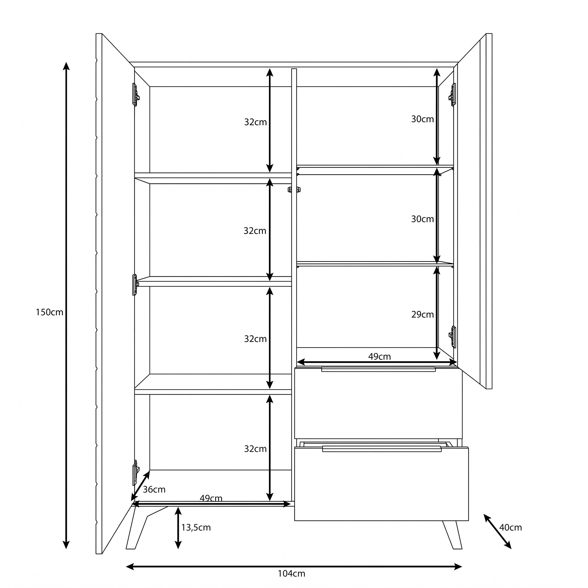 Xiano - Vitrinekast - Beige - 104x40x150 cm