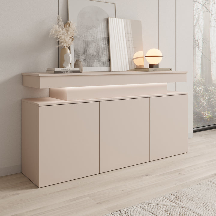Galan - Dressoir met LED - Beige - 160x39x83 cm