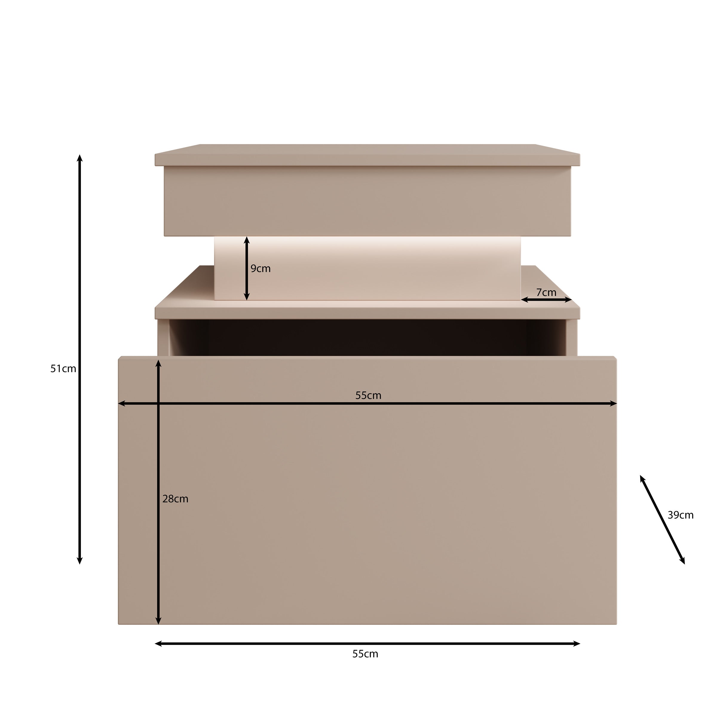 Galan - Nachtkastje - Beige - 55x39x51 cm