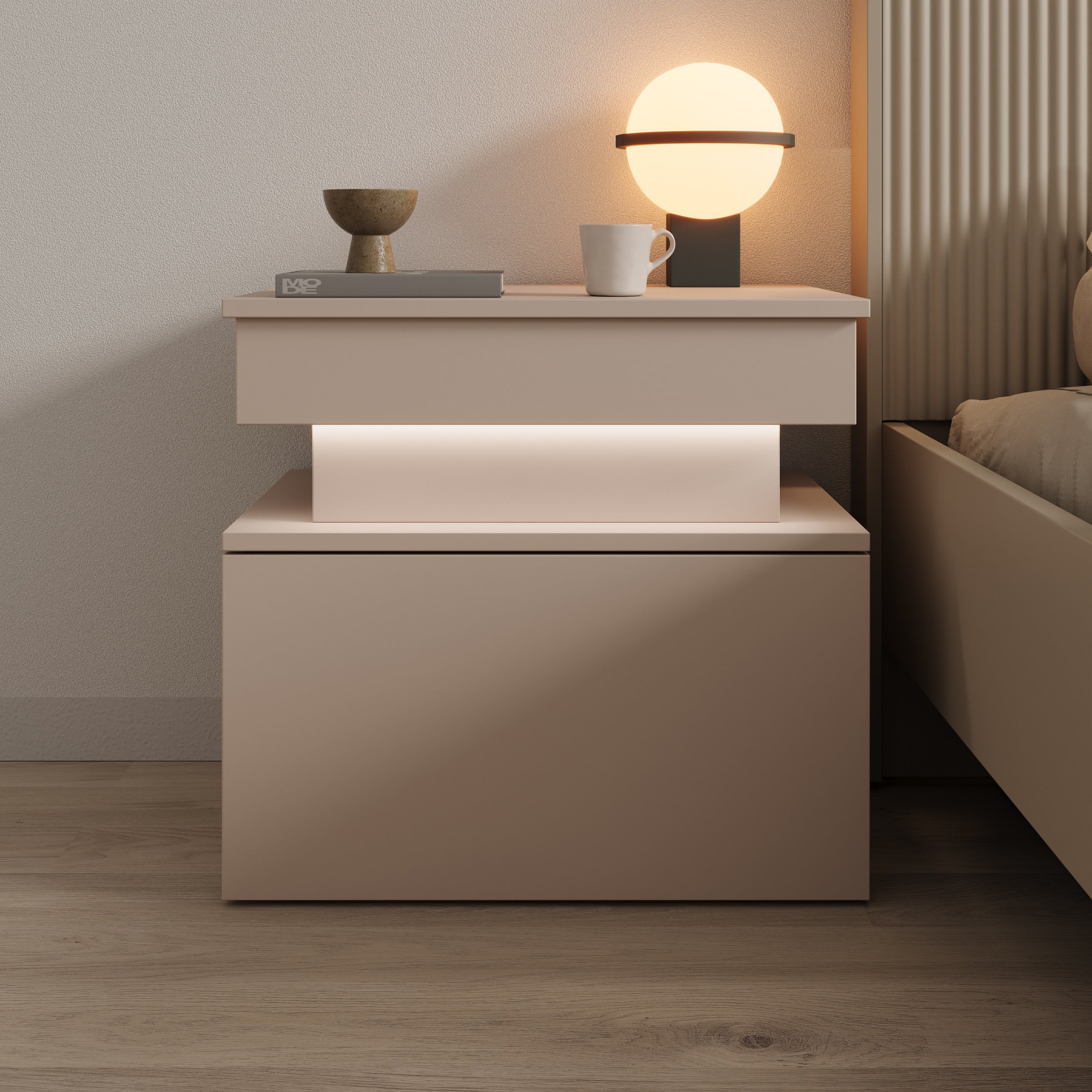 Galan - Nachtkastje - Beige - 55x39x51 cm