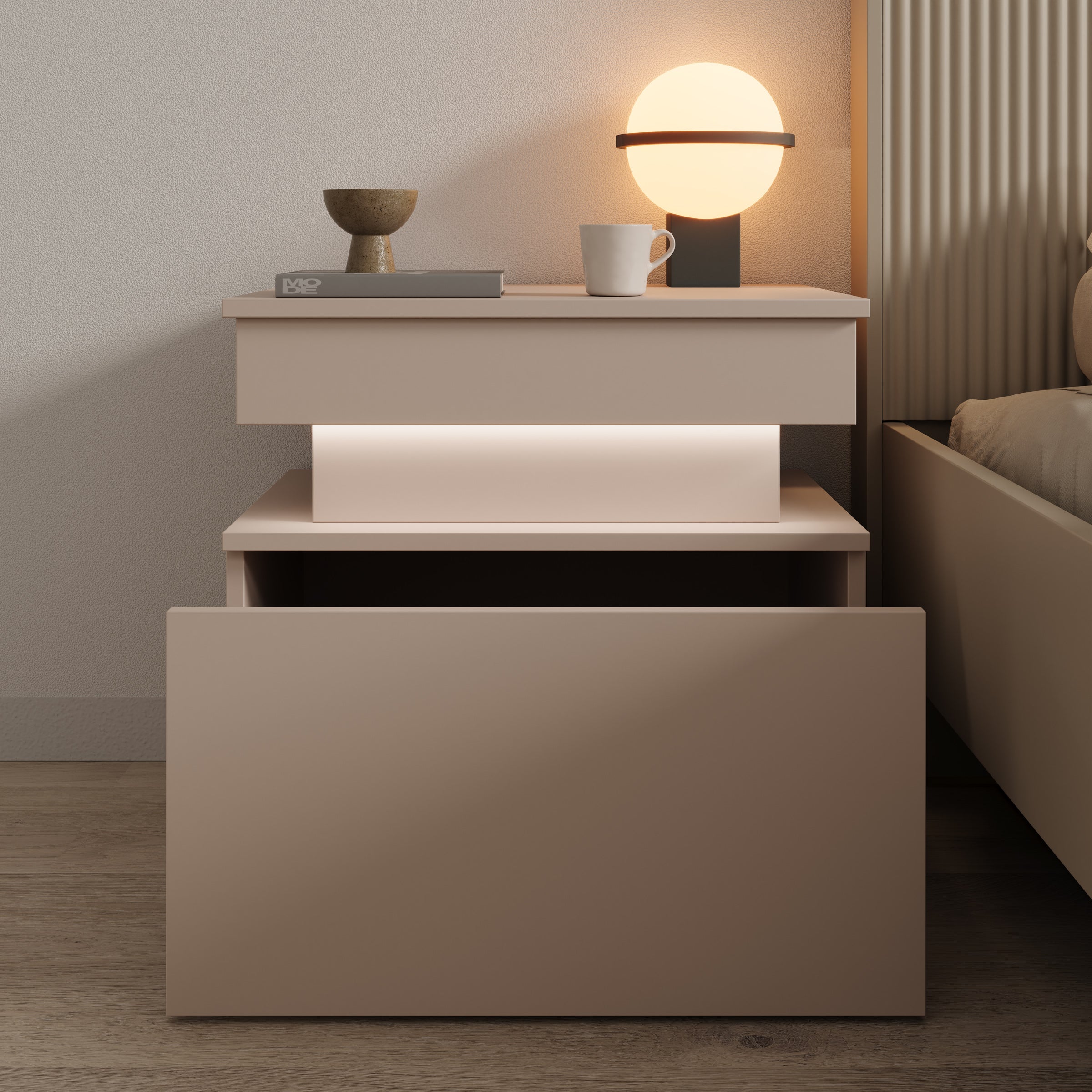 Galan - Nachtkastje - Beige - 55x39x51 cm