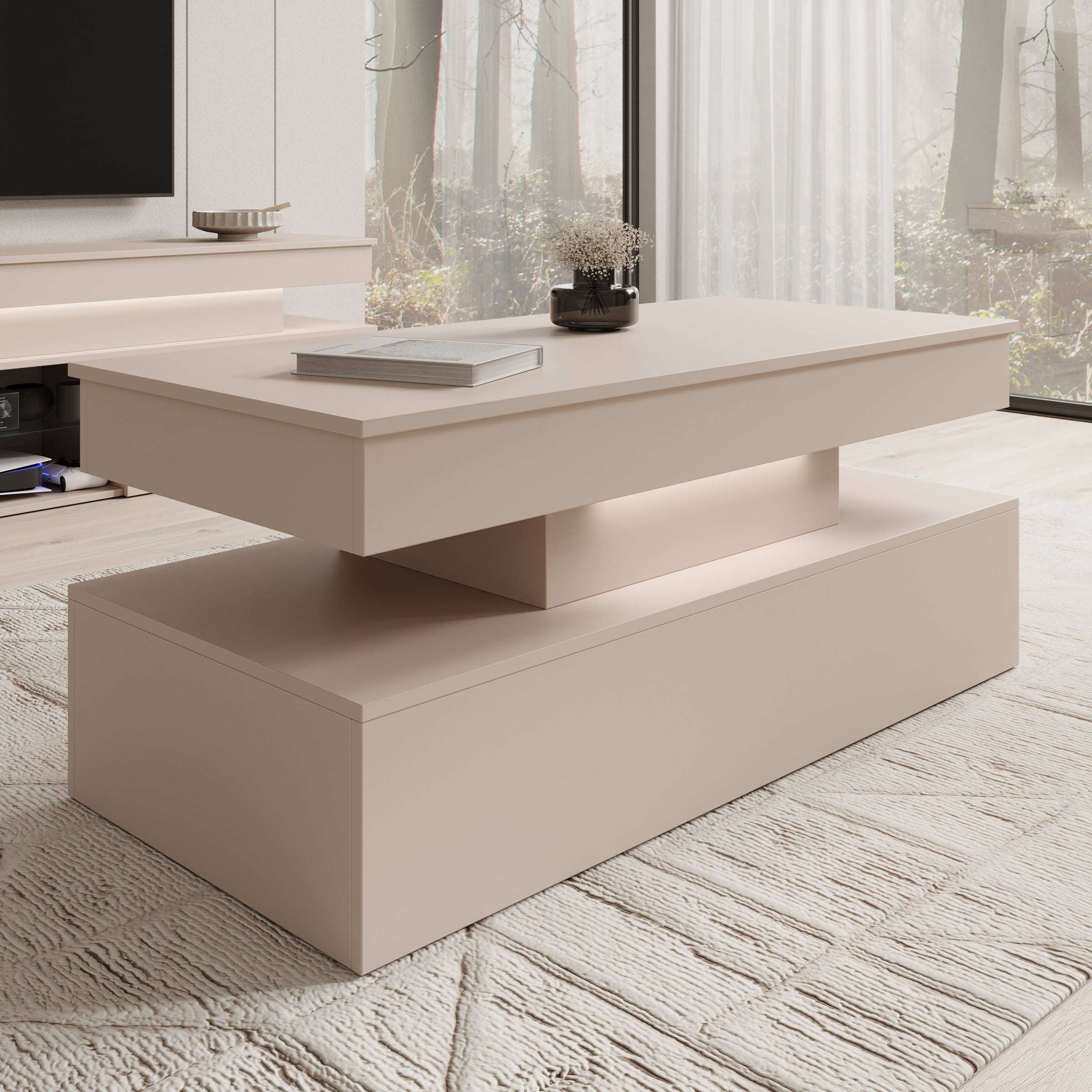 Galan - Salontafel - Beige - 120x55x50 cm