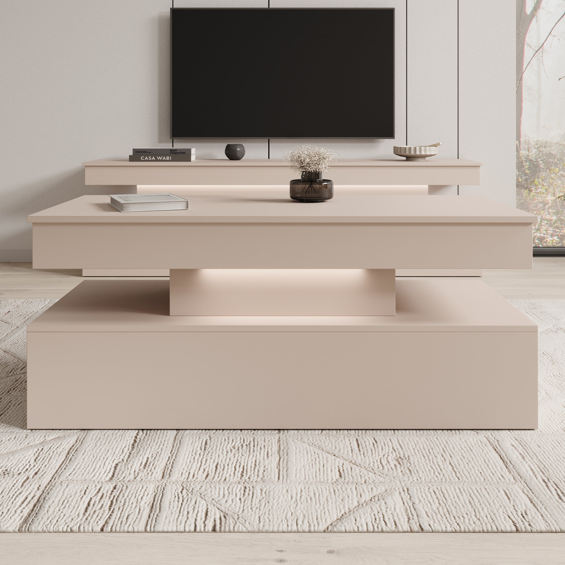Galan - Salontafel - Beige - 120x55x50 cm