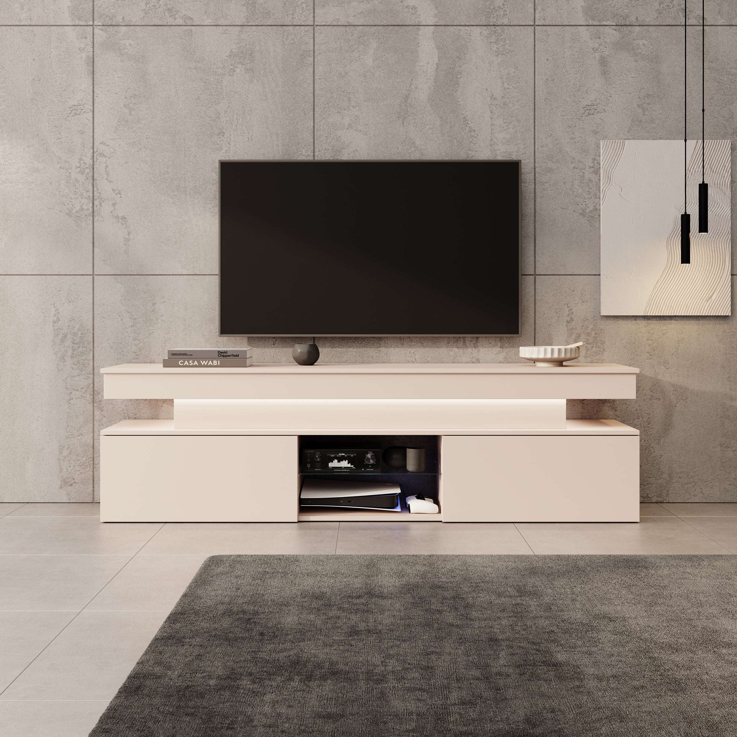 Galan - TV-Meubel met LED - Beige - 190x39x54 cm