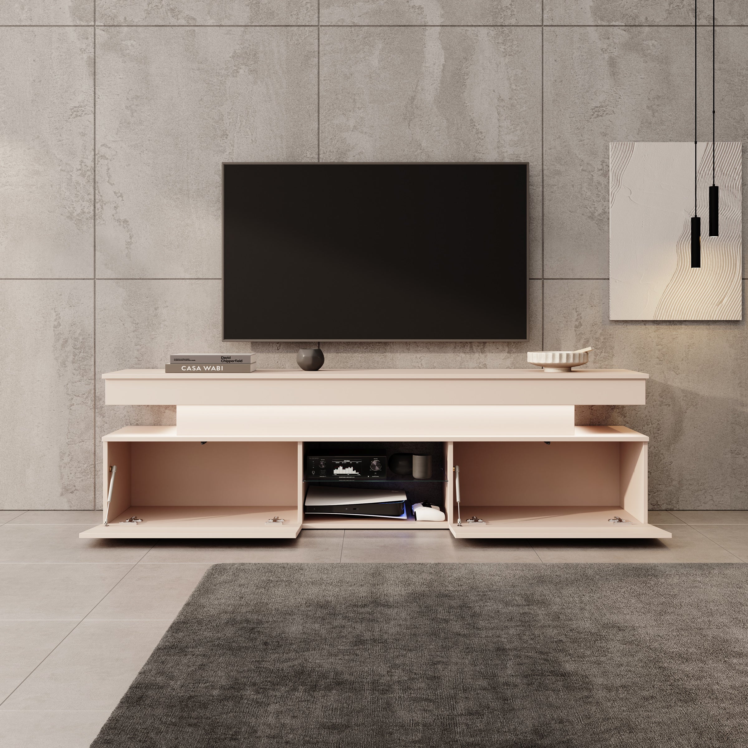 Galan - TV-Meubel met LED - Beige - 190x39x54 cm