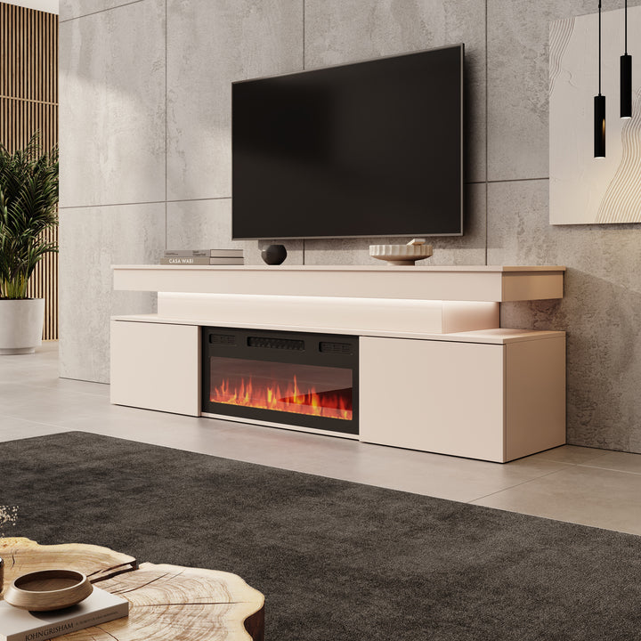 Galan - TV-Meubel met sfeerhaard - Beige - 190x39x54 cm