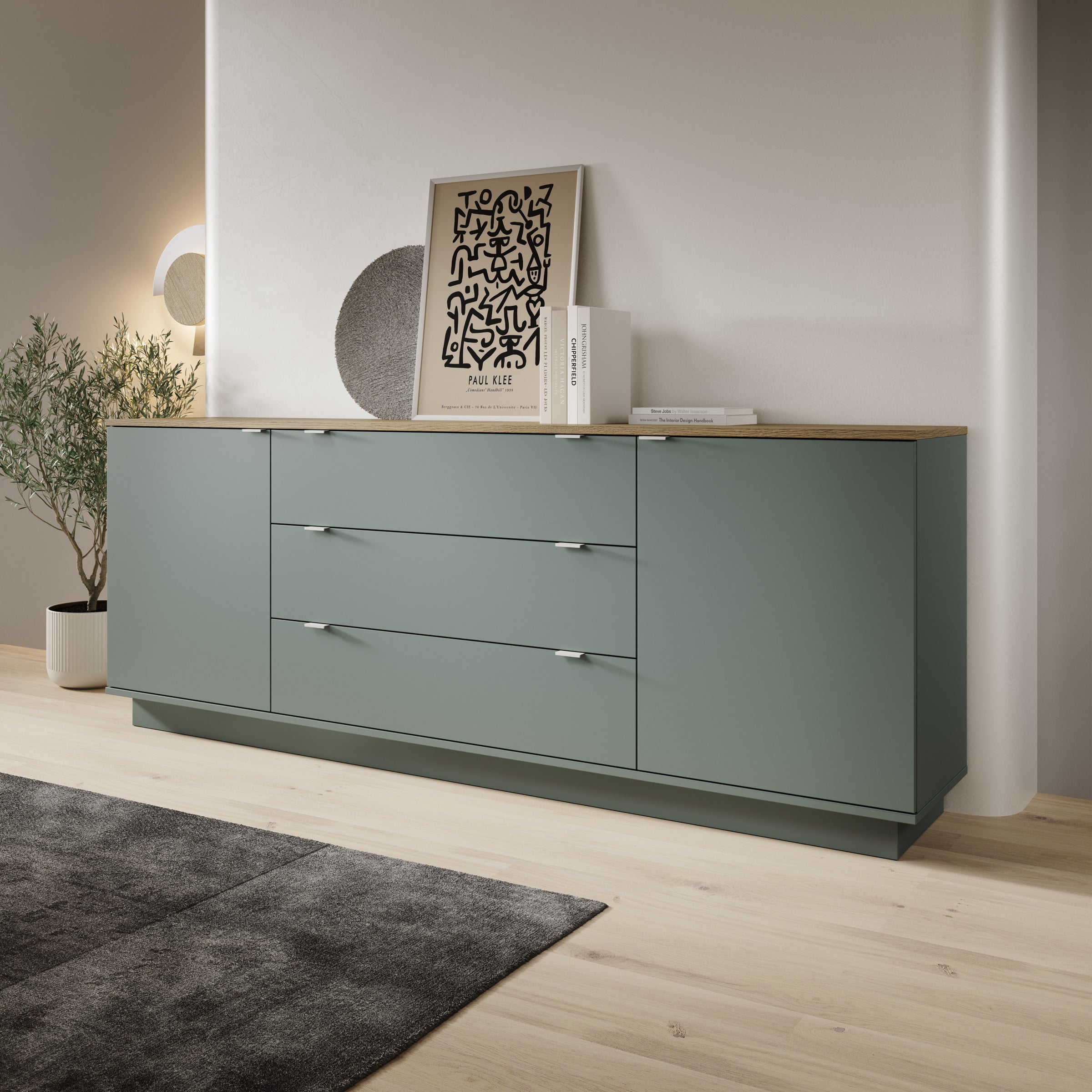 Galeno - Dressoir - Groen - 225x41x86 cm