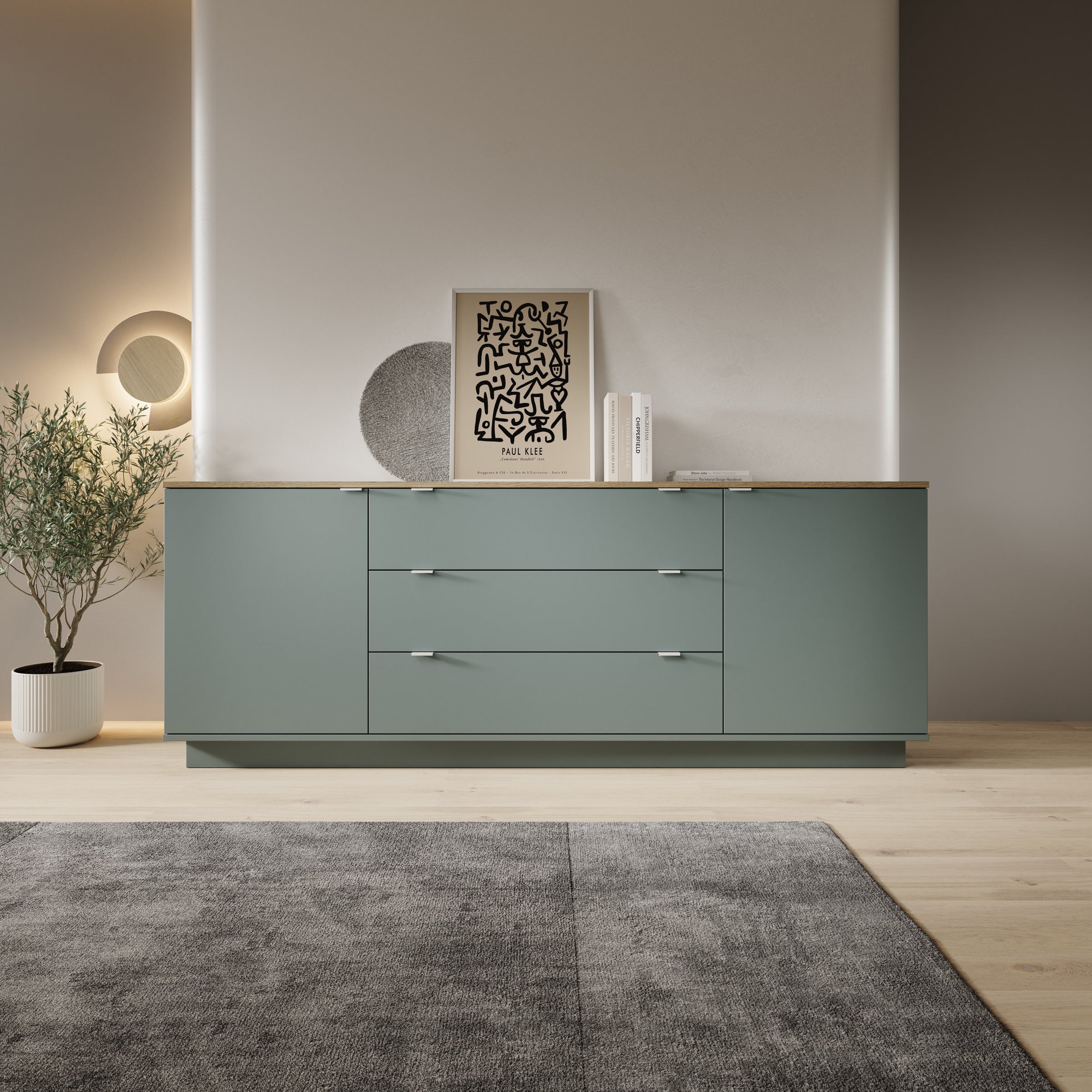 Galeno - Dressoir - Groen - 225x41x86 cm