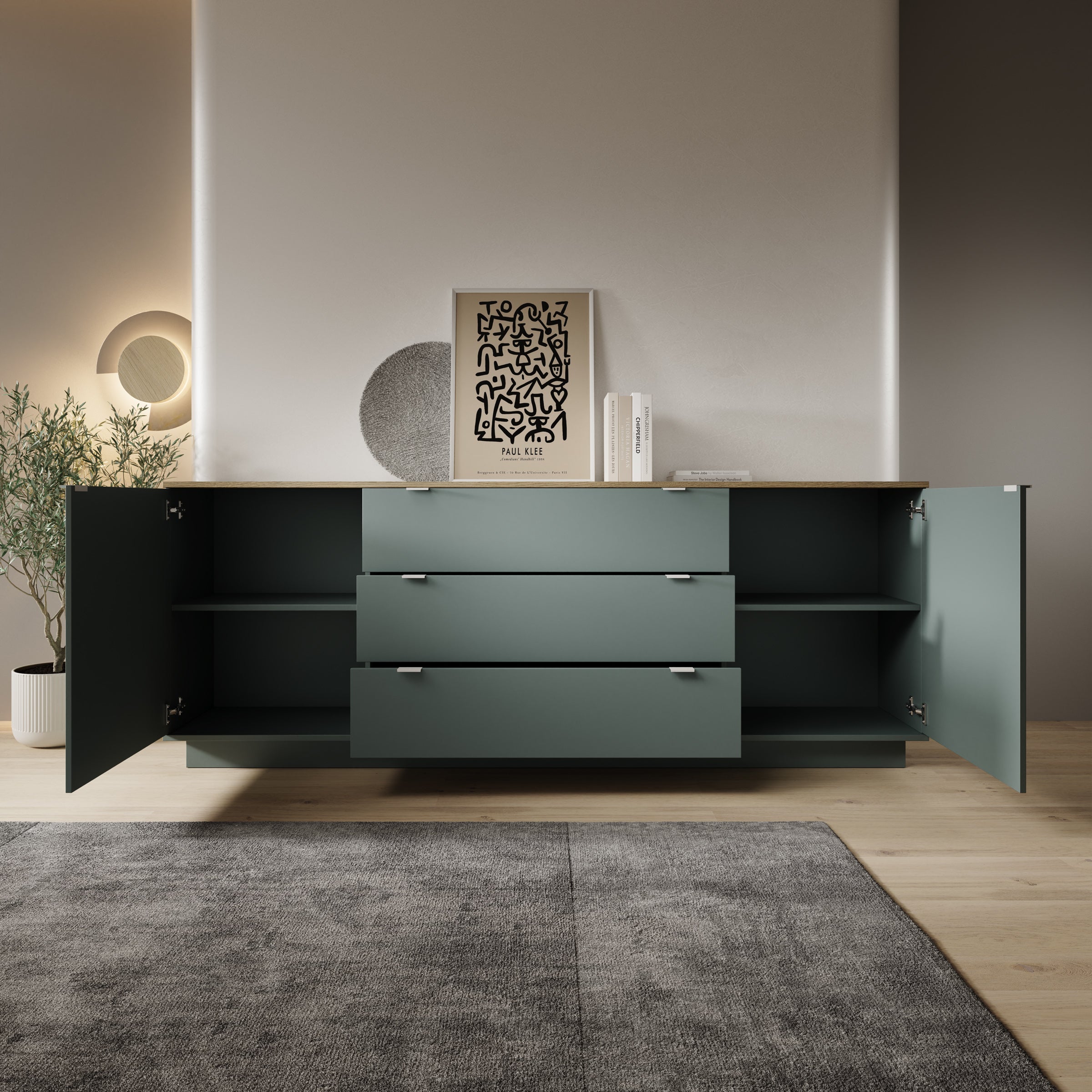 Galeno - Dressoir - Groen - 225x41x86 cm