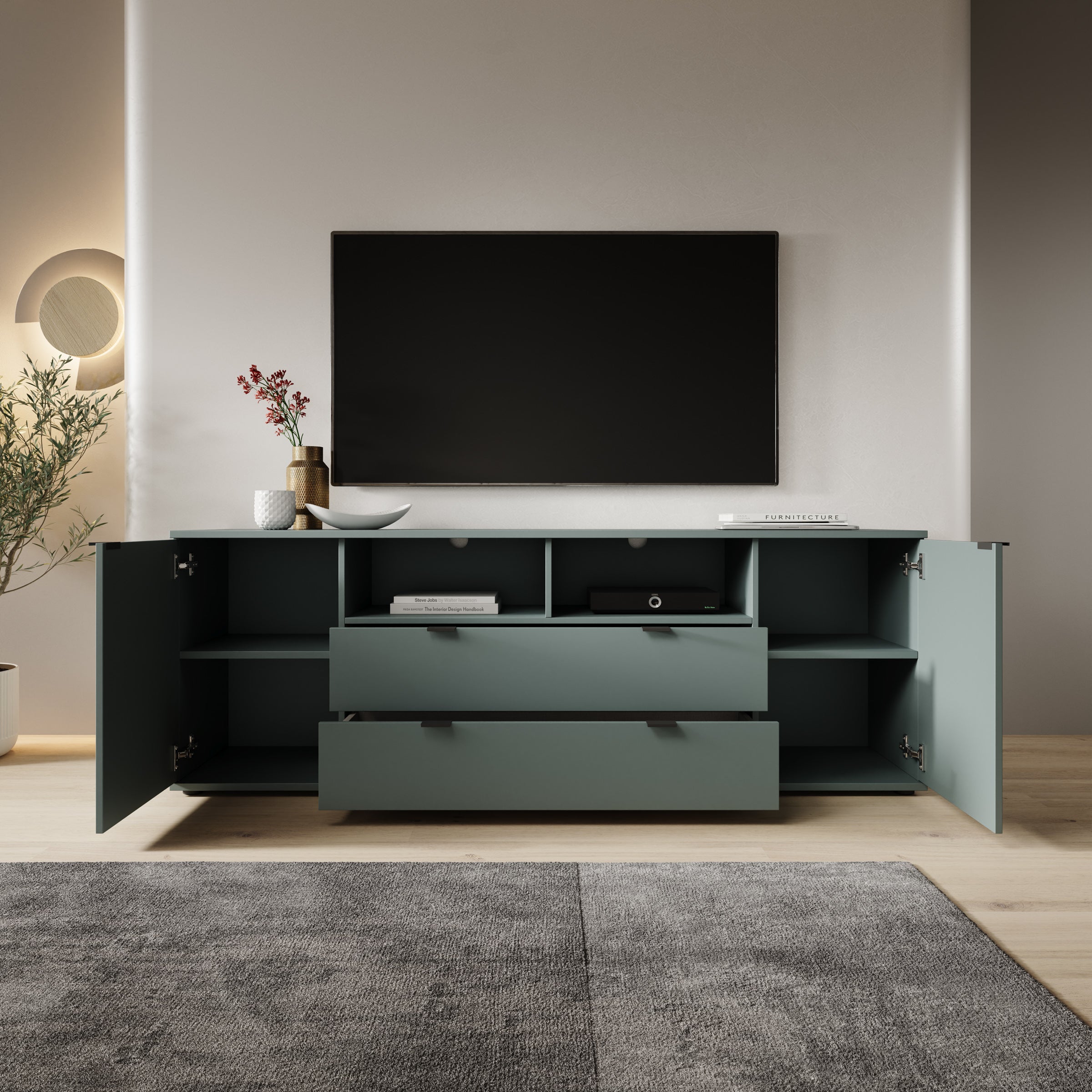 Galeno - TV-Meubel - Groen - 180x41x63 cm
