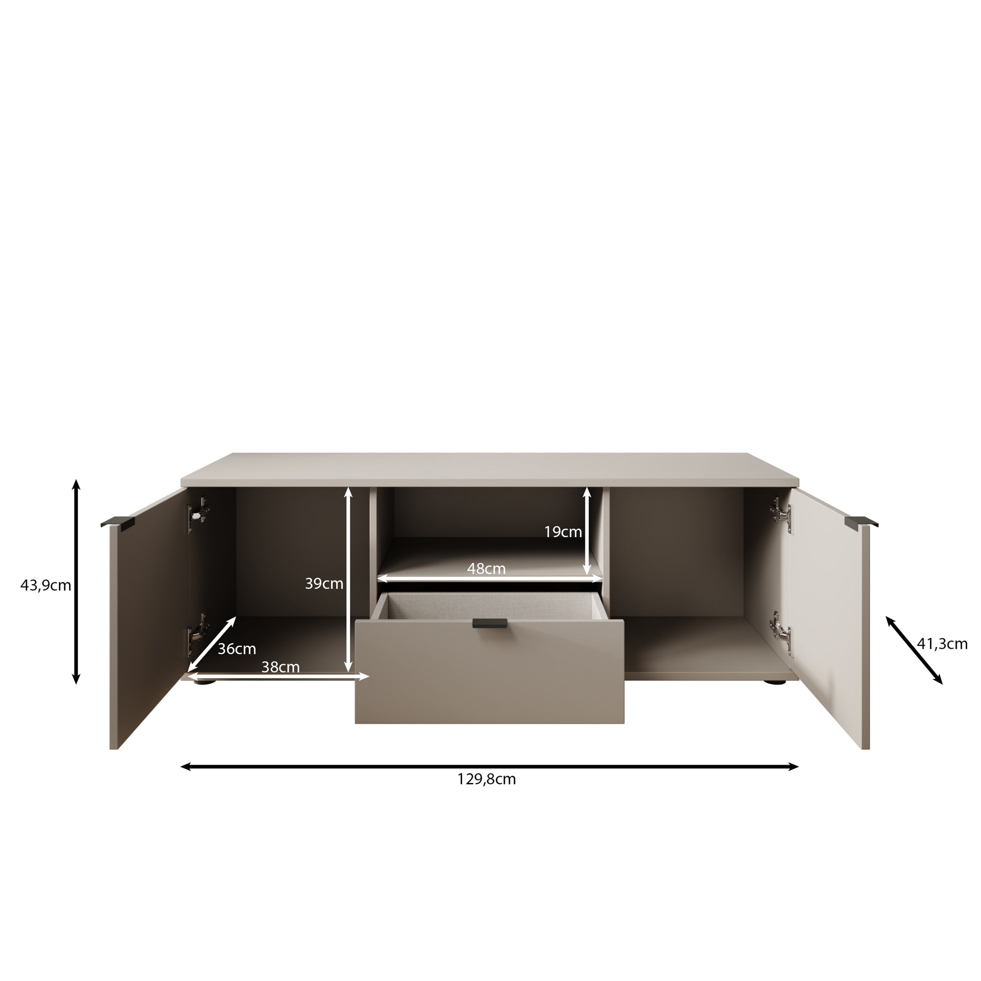 Galeno - TV-Meubel - Wit - 130x41x44 cm