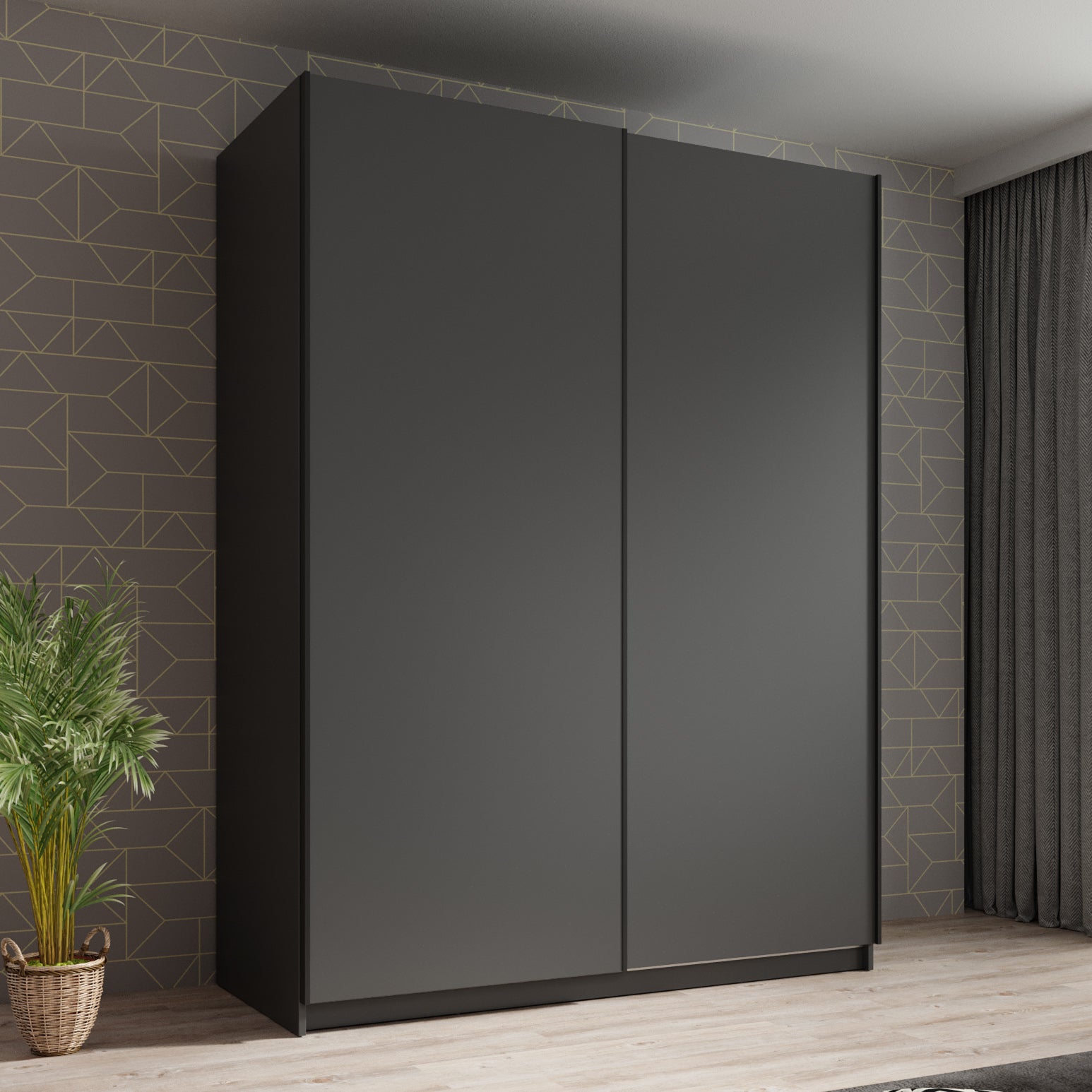 Ganaro - Kledingkast met schuifdeuren - Grijs - 150x62x198 cm