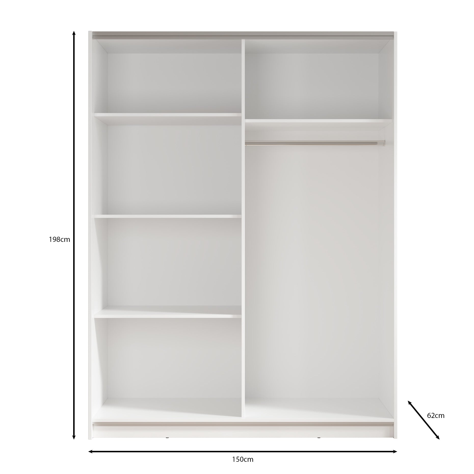 Ganaro - Kledingkast met schuifdeuren - Grijs - 150x62x198 cm