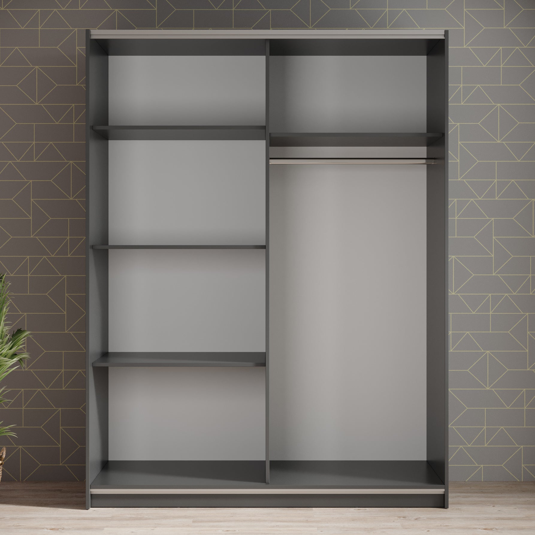 Ganaro - Kledingkast met schuifdeuren - Grijs - 150x62x198 cm
