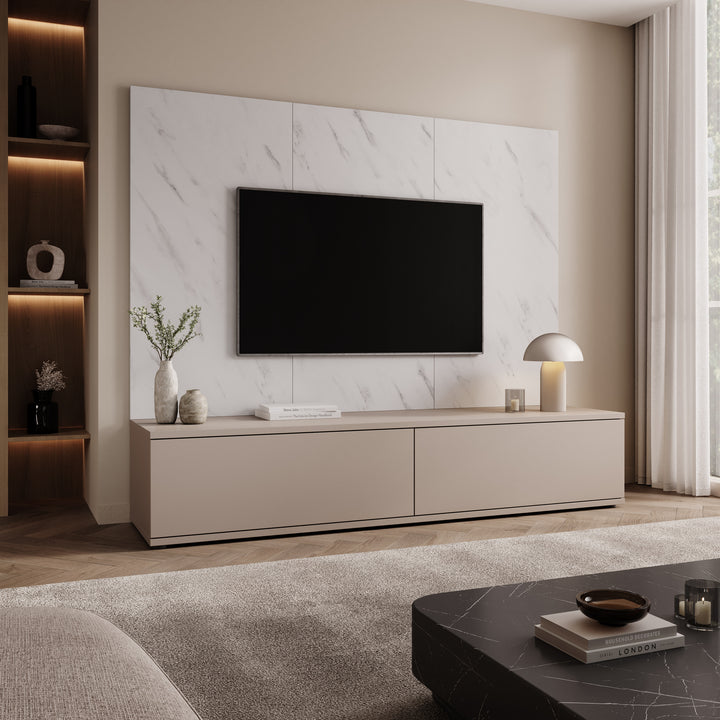 Gaviny - Wandmeubel - Beige/Wit marmerpatroon - 180x45x155 cm