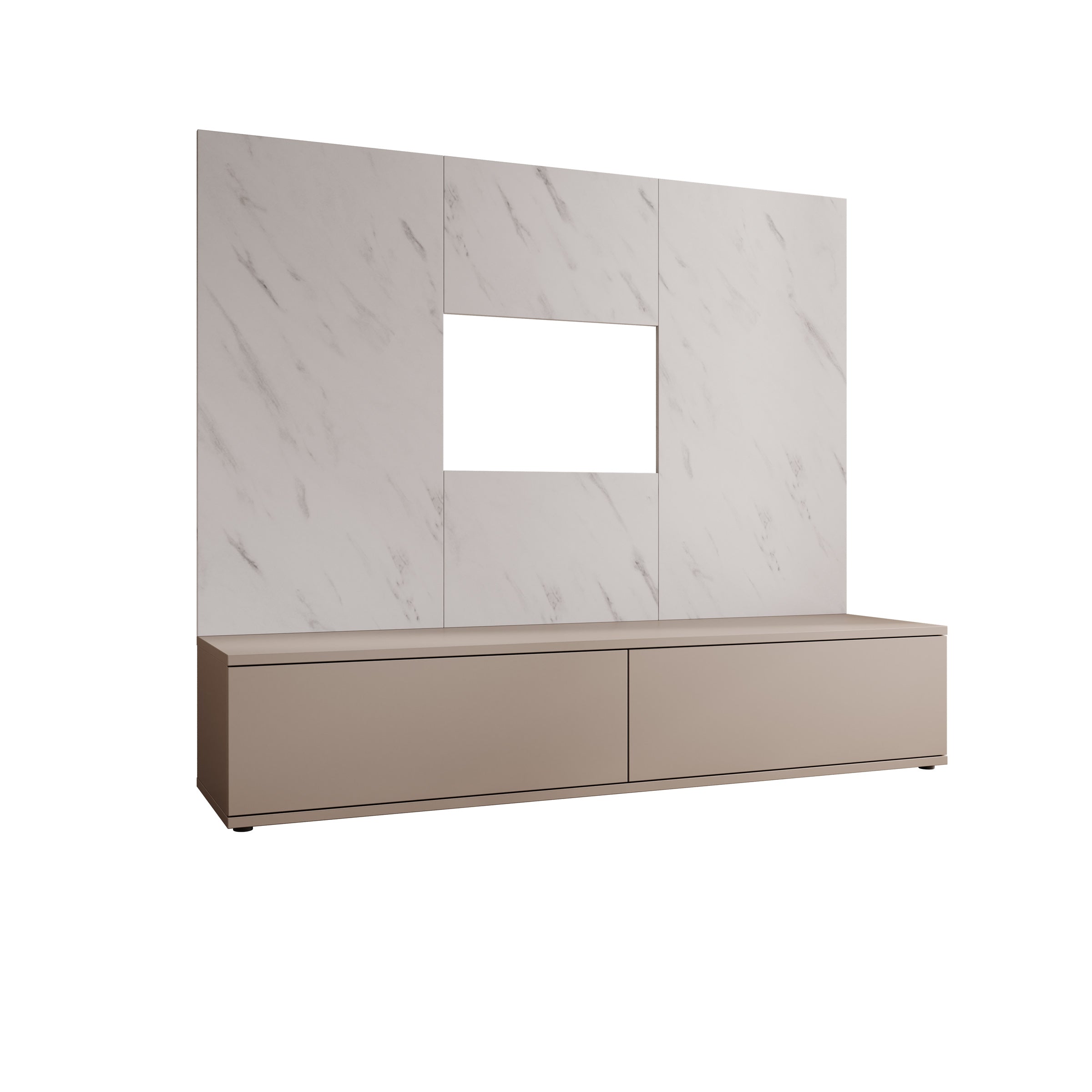 Gaviny - Wandmeubel - Beige/Wit marmerpatroon - 180x45x155 cm