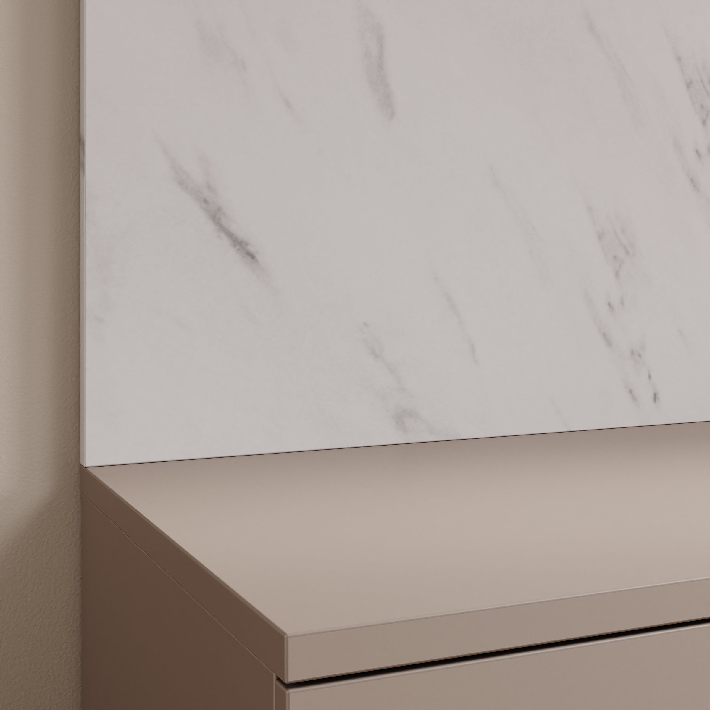 Gaviny - Wandmeubel - Beige/Wit marmerpatroon - 180x45x155 cm