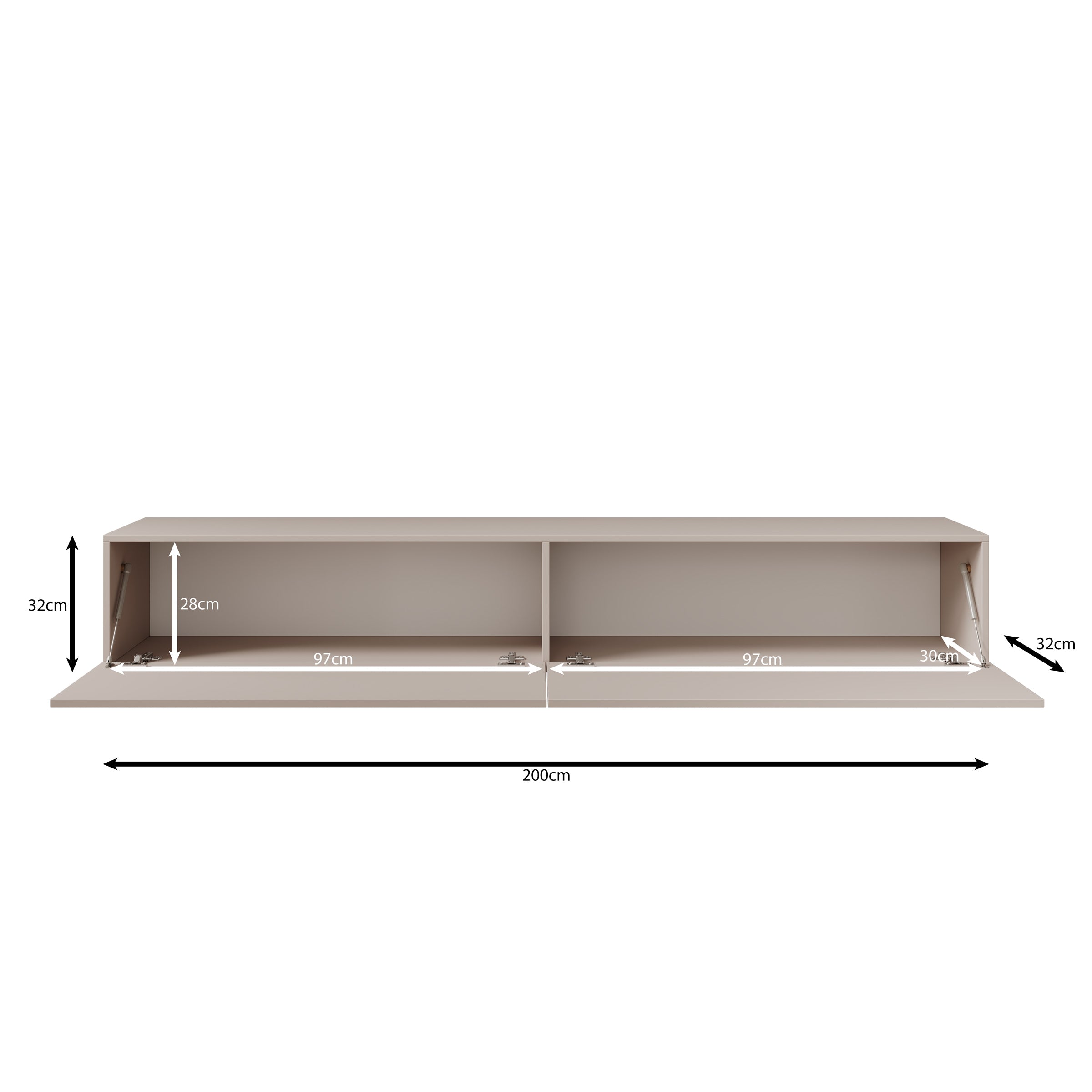 Gelvio - TV-Meubel - Beige - 200x32x32 cm