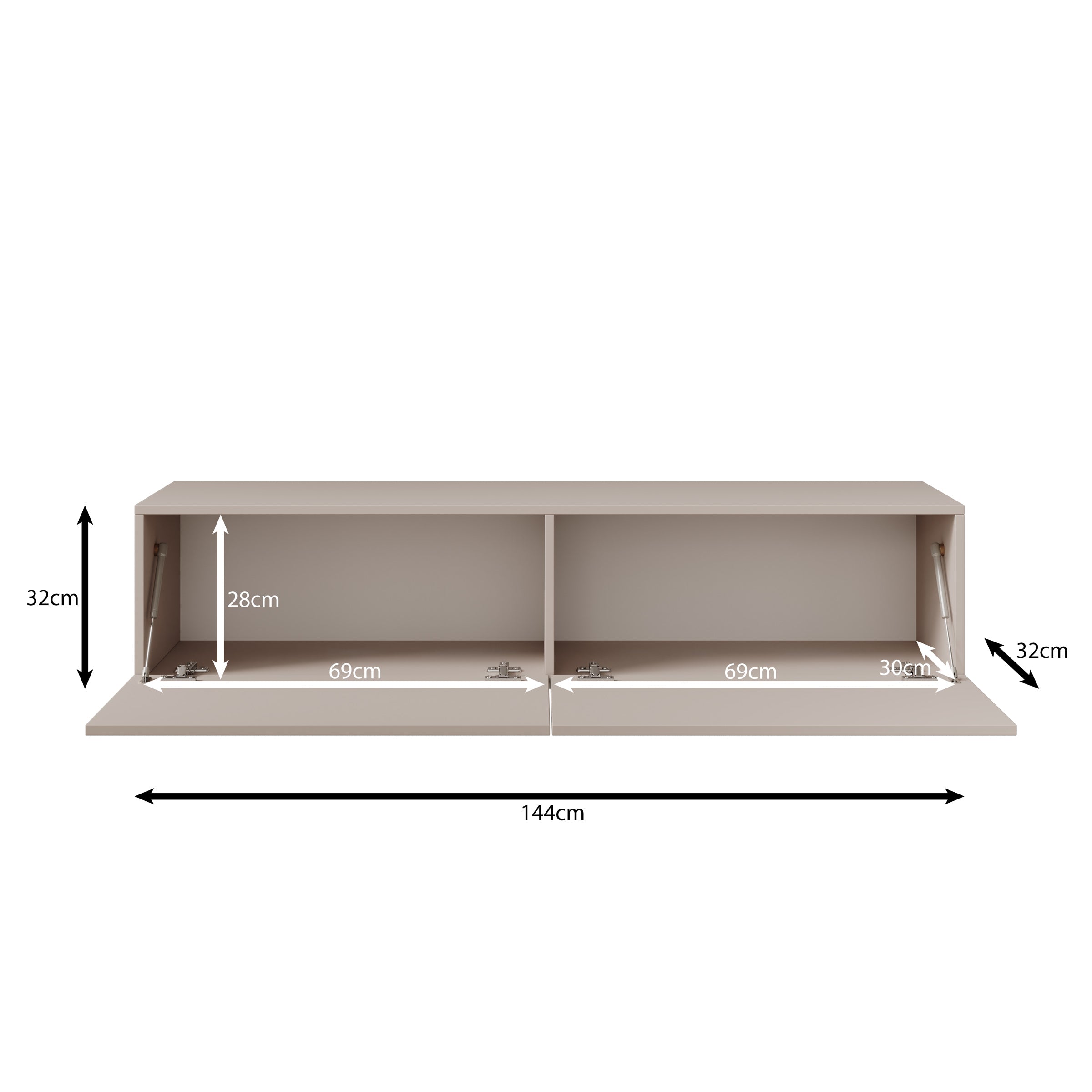 Gelvio - TV-Meubel met LED - Beige - 144x32x32 cm