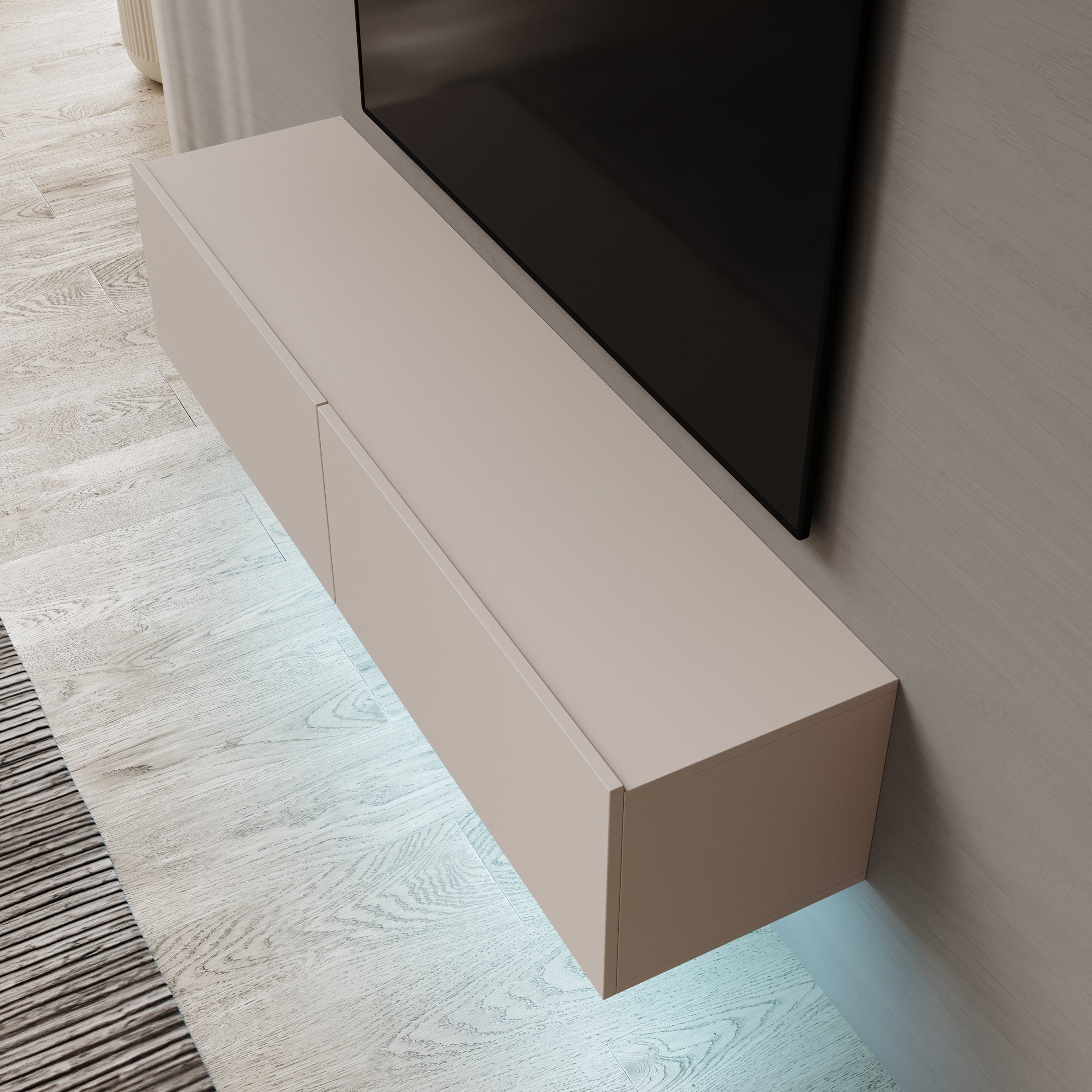 Gelvio - TV-Meubel met LED - Beige - 144x32x32 cm