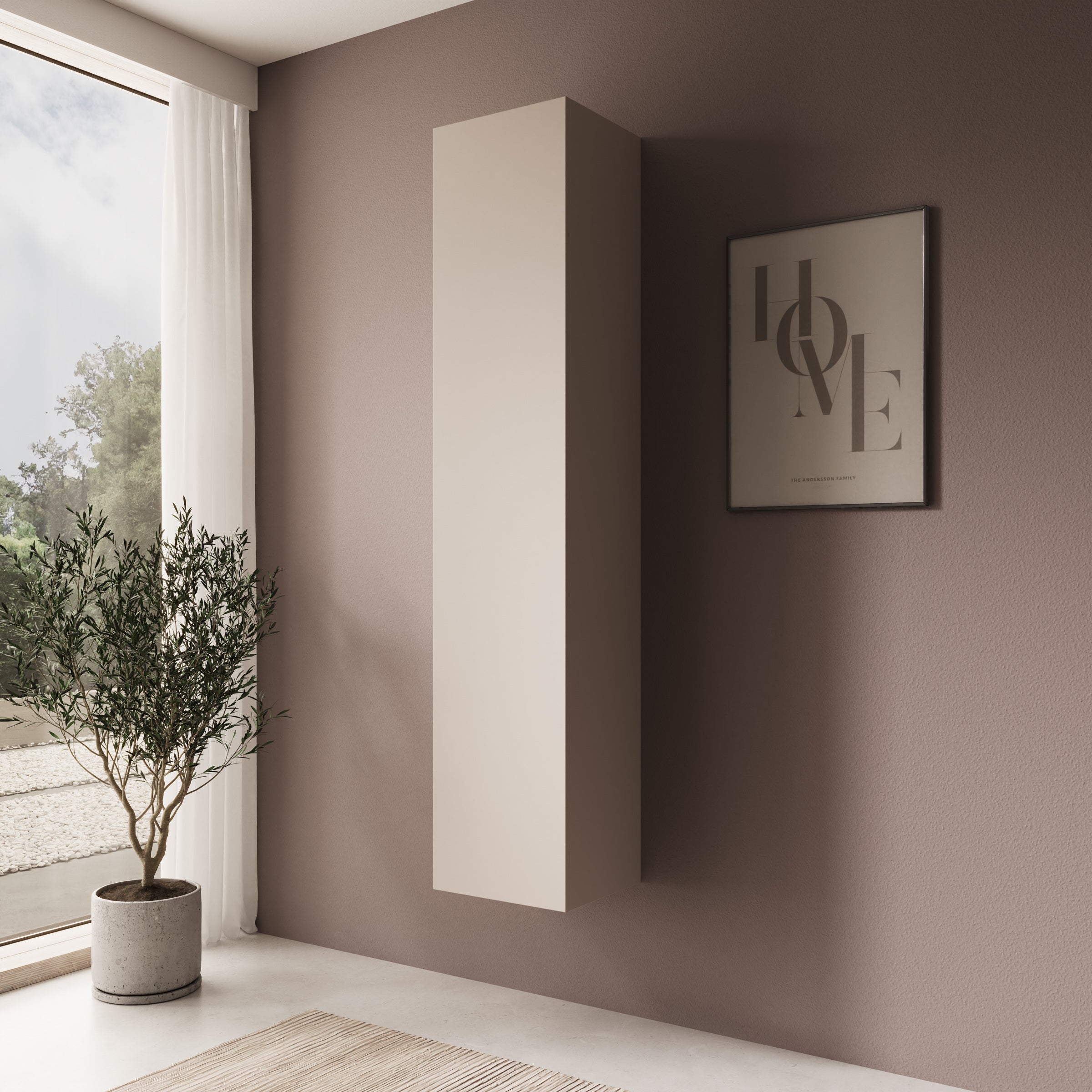 Gelvio - Vitrinekast - Beige - 35x32x168 cm